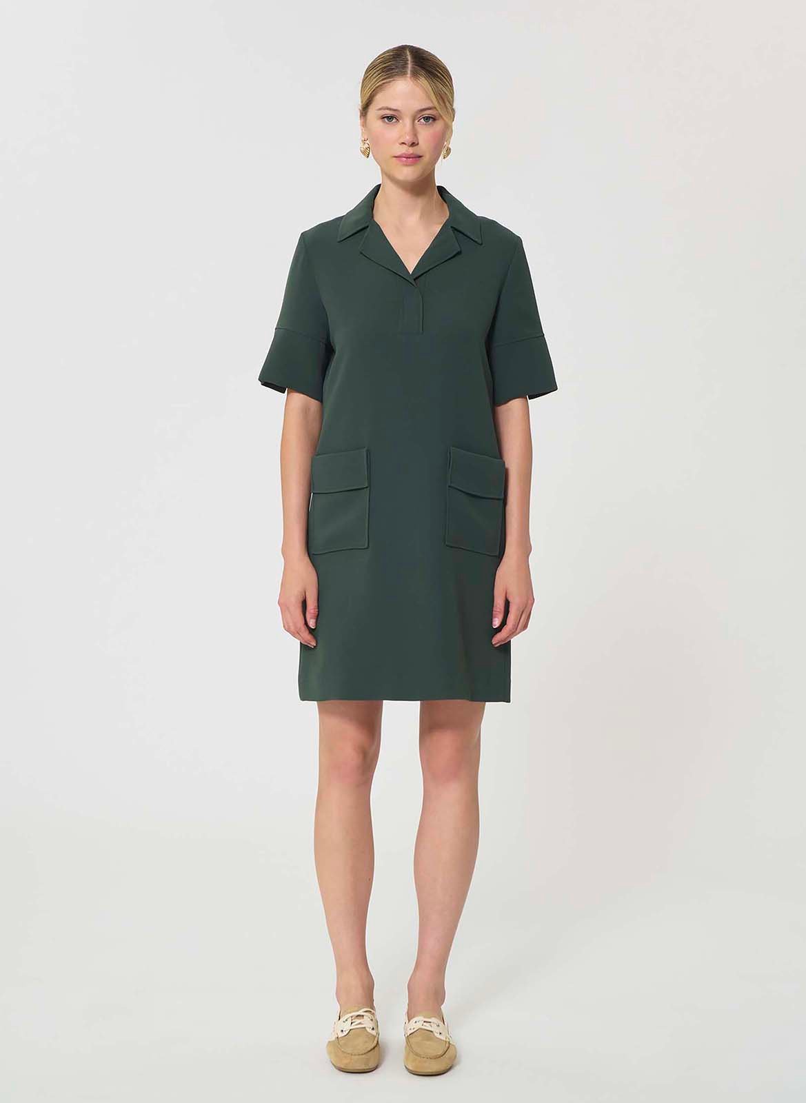 Robe courte unie en crêpe TARA JARMON Vert