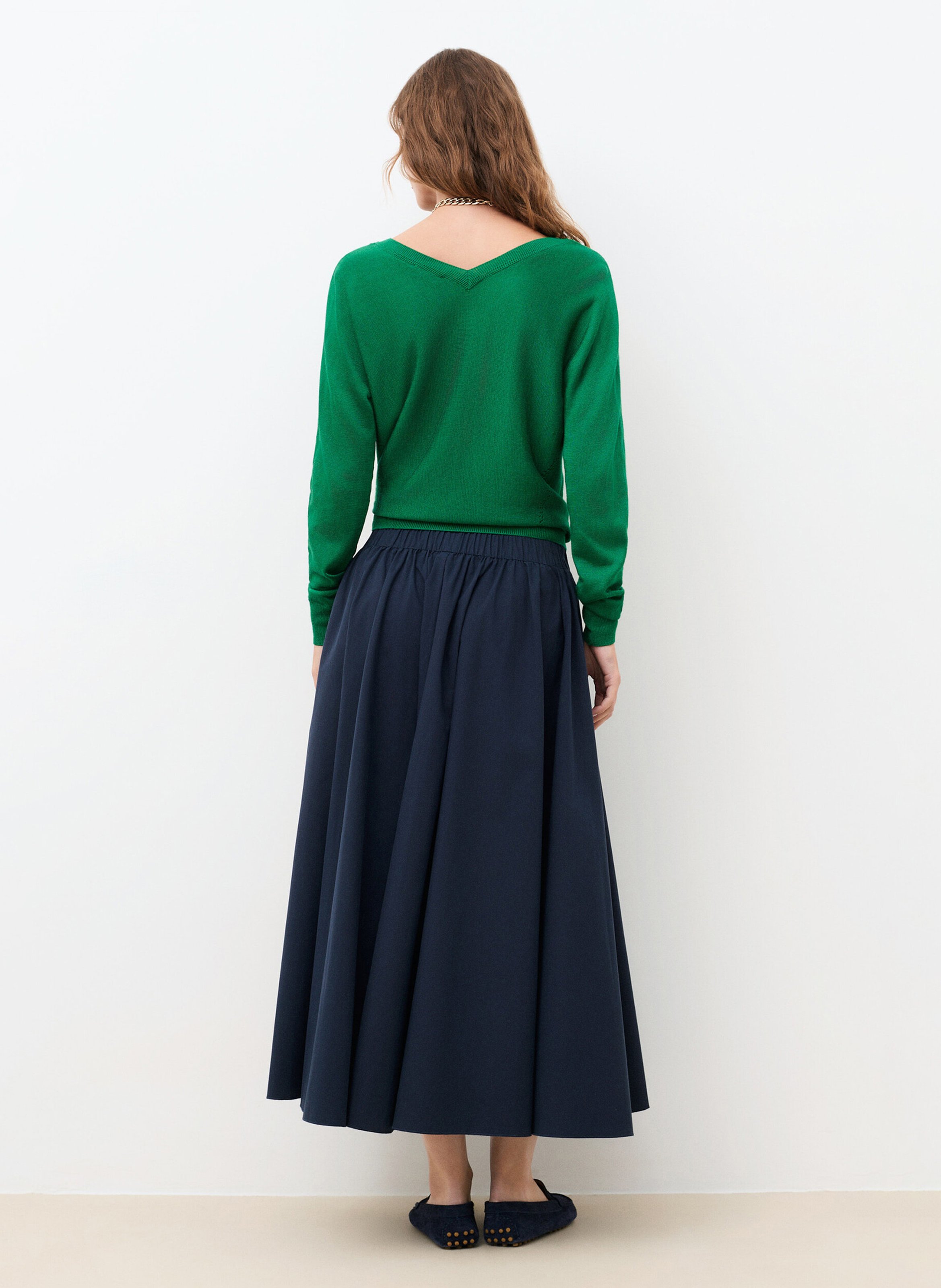 Jupe longue évasée en coton CAROLL Bleu