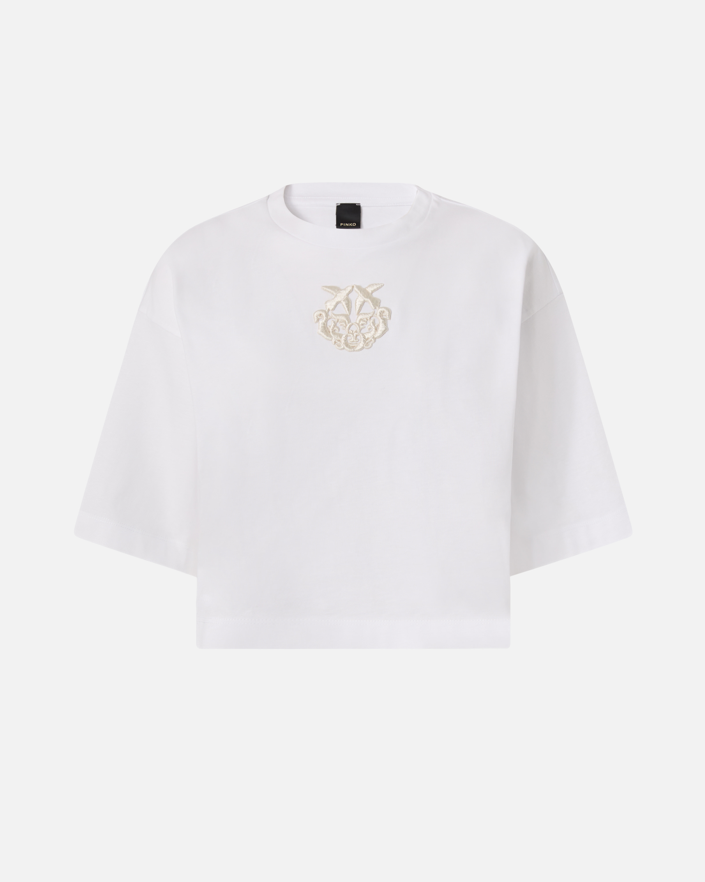 T-shirt cropped à broderie love birds PINKO