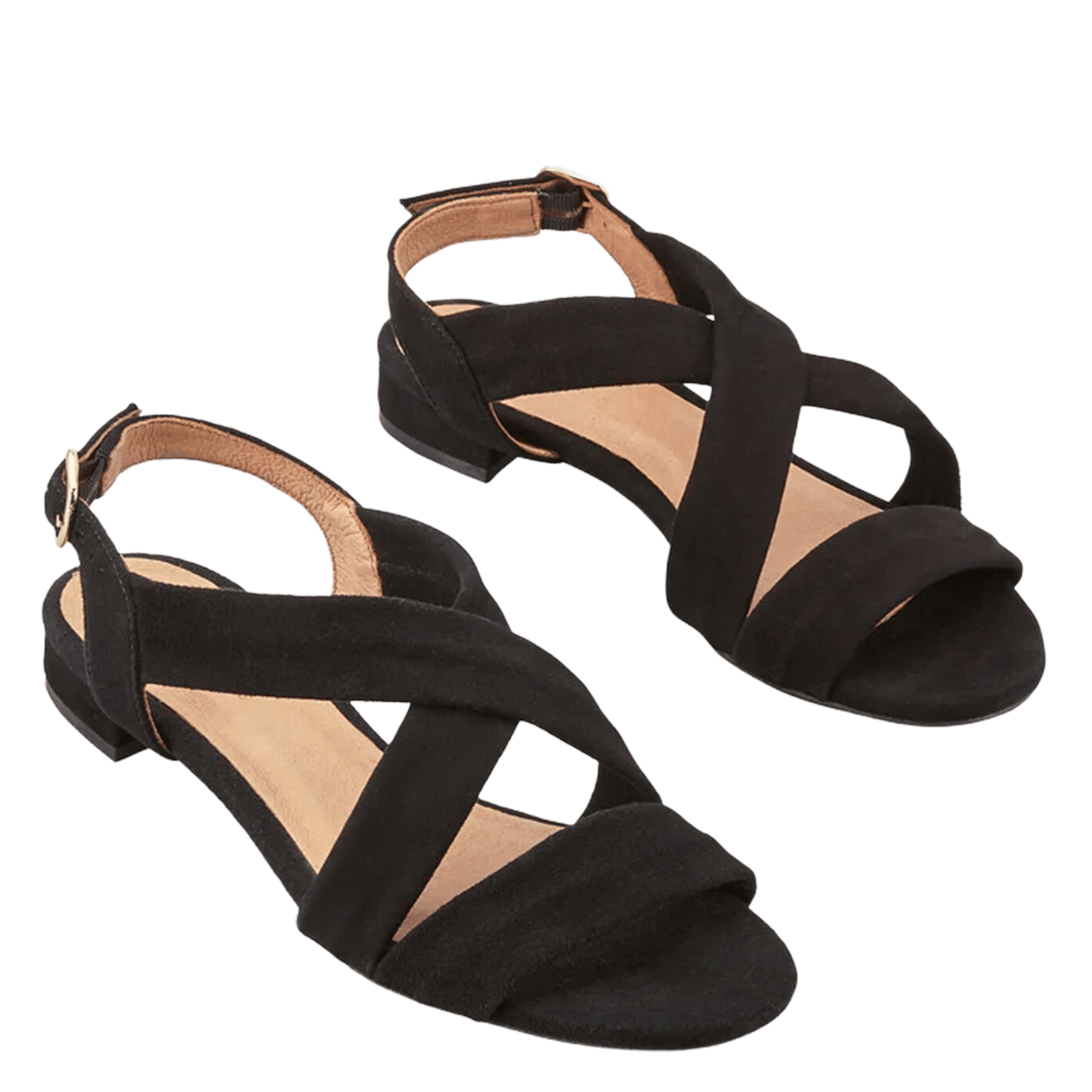 Avarca Berlin - Flache Ledersandalen mit Samt COSMOPARIS Schwarz