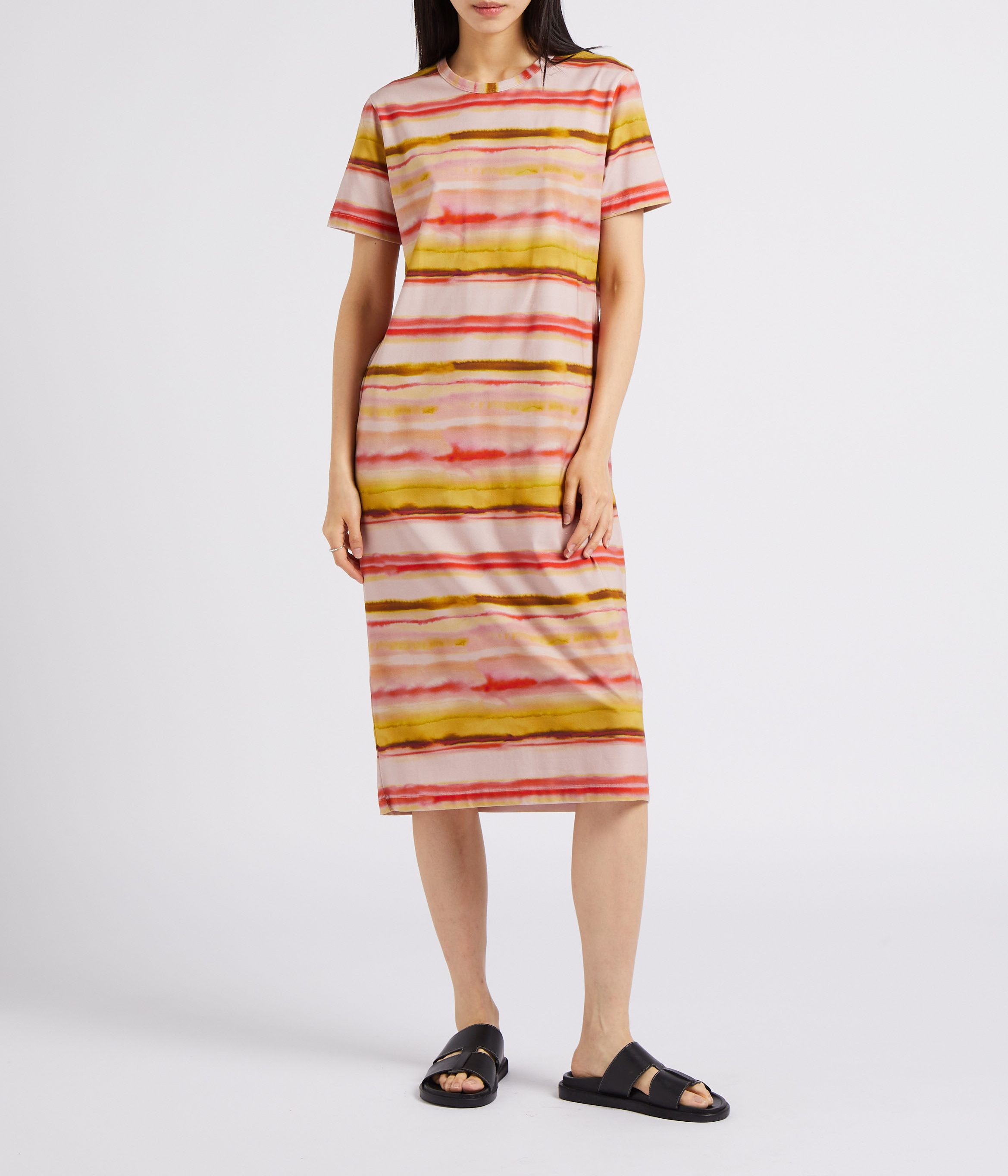 Gerade geschnittenes Midikleid aus Baumwoll-Mix mit Rundhalsausschnitt PAUL SMITH Rosa