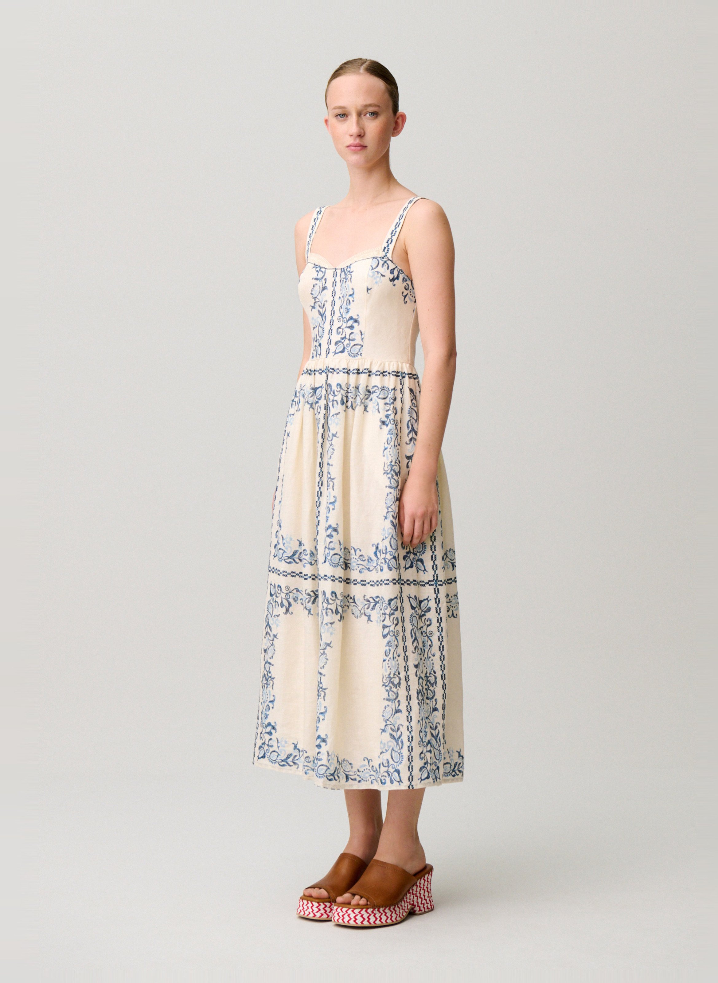 Linnen jurk met print CLAUDIE PIERLOT Veelkleurig
