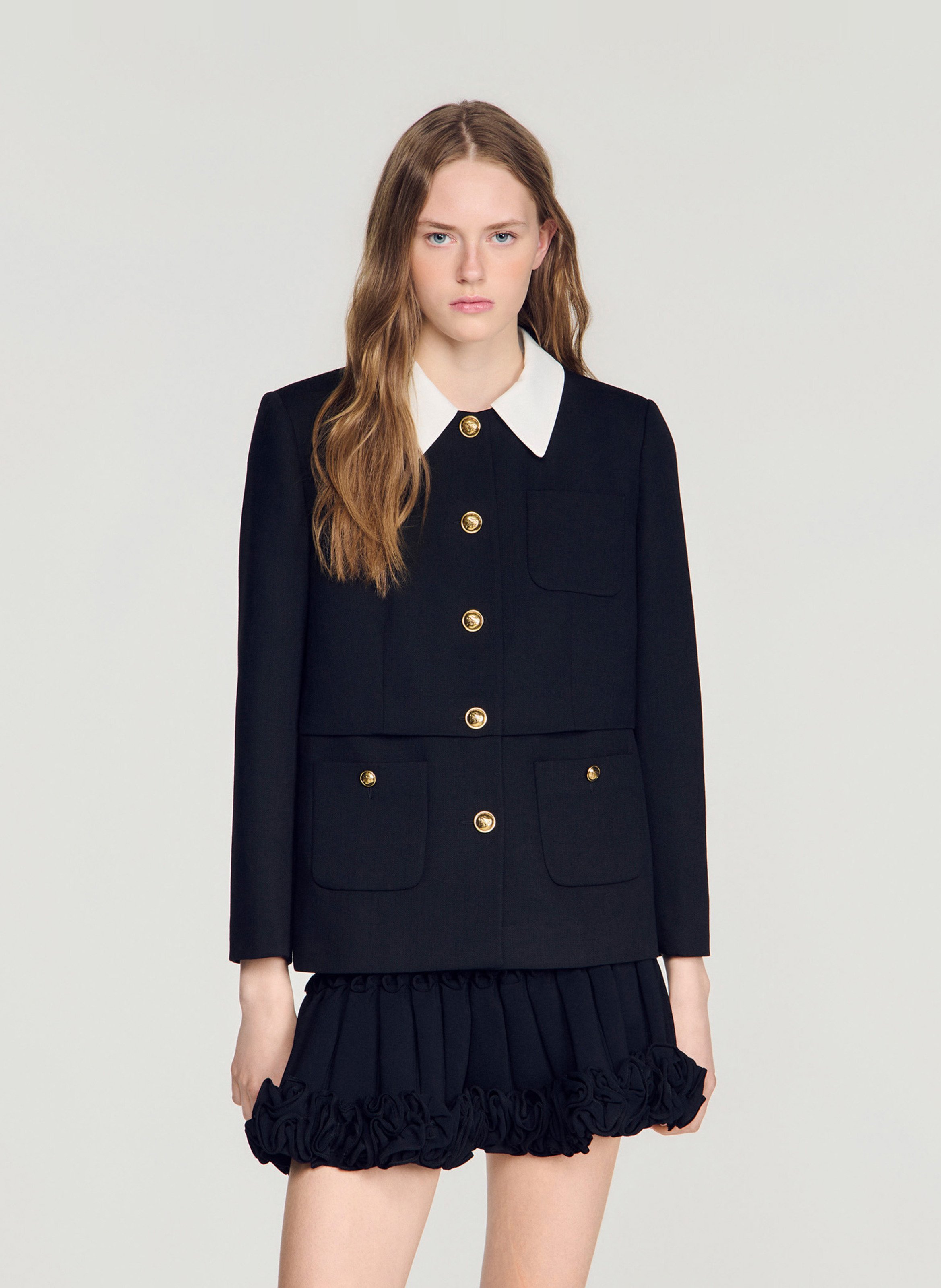 Veste de tailleur en laine SANDRO Noir