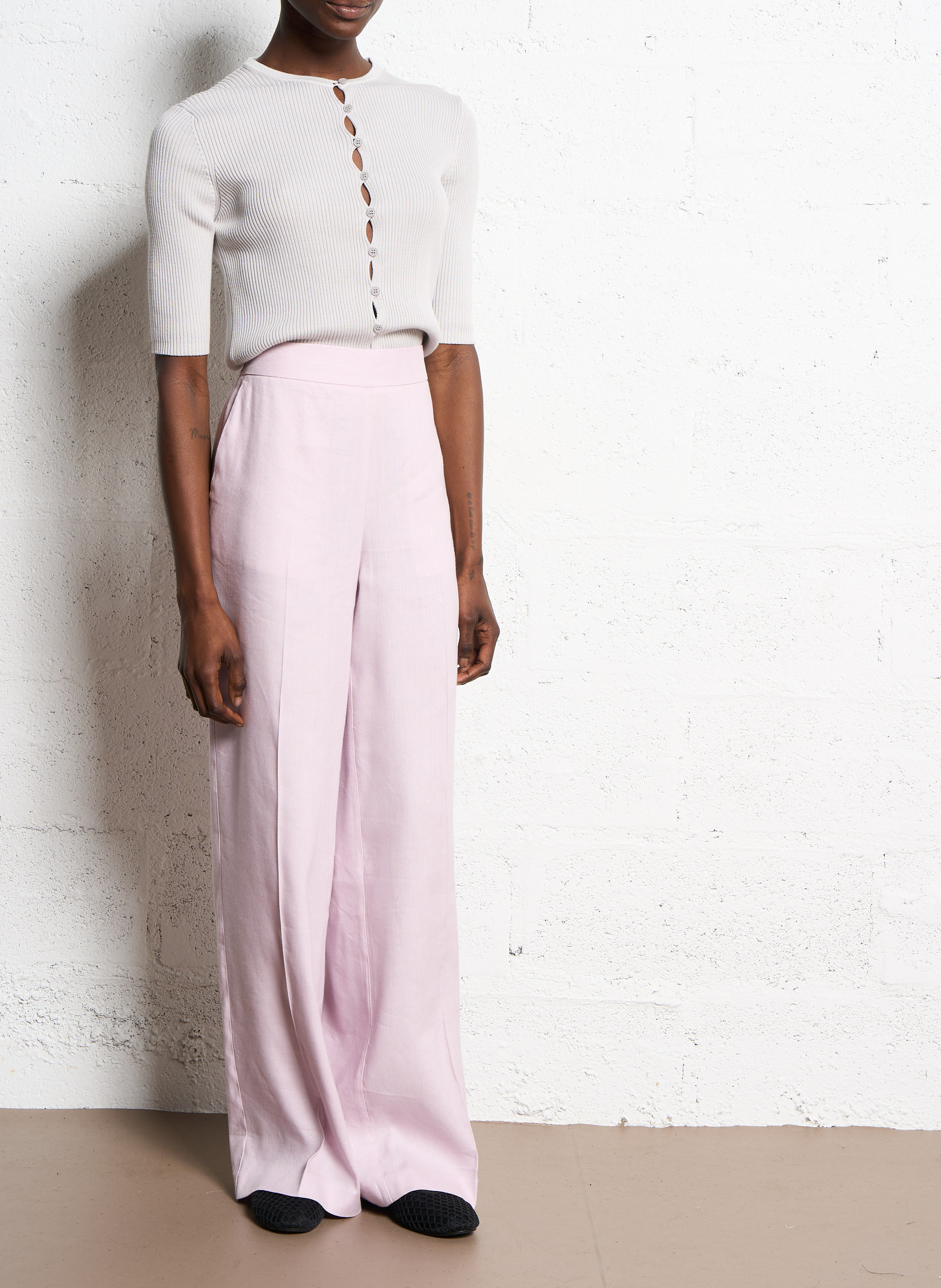 Ribbed straight vest in coron ATTIC AND BARN White