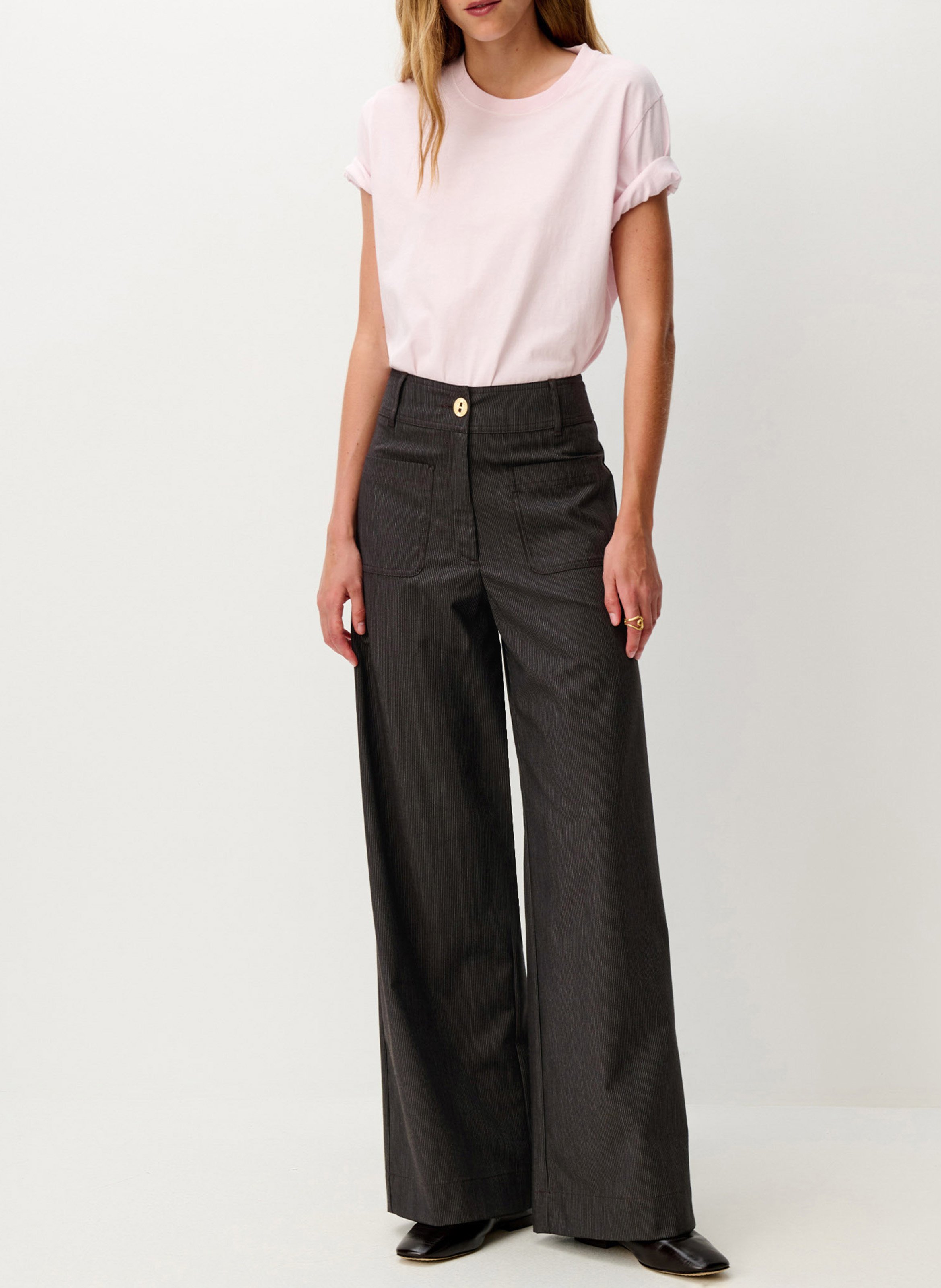 Ausgestellte High Waist Jeans aus Baumwoll-Mix | Braun SESSUN Damen