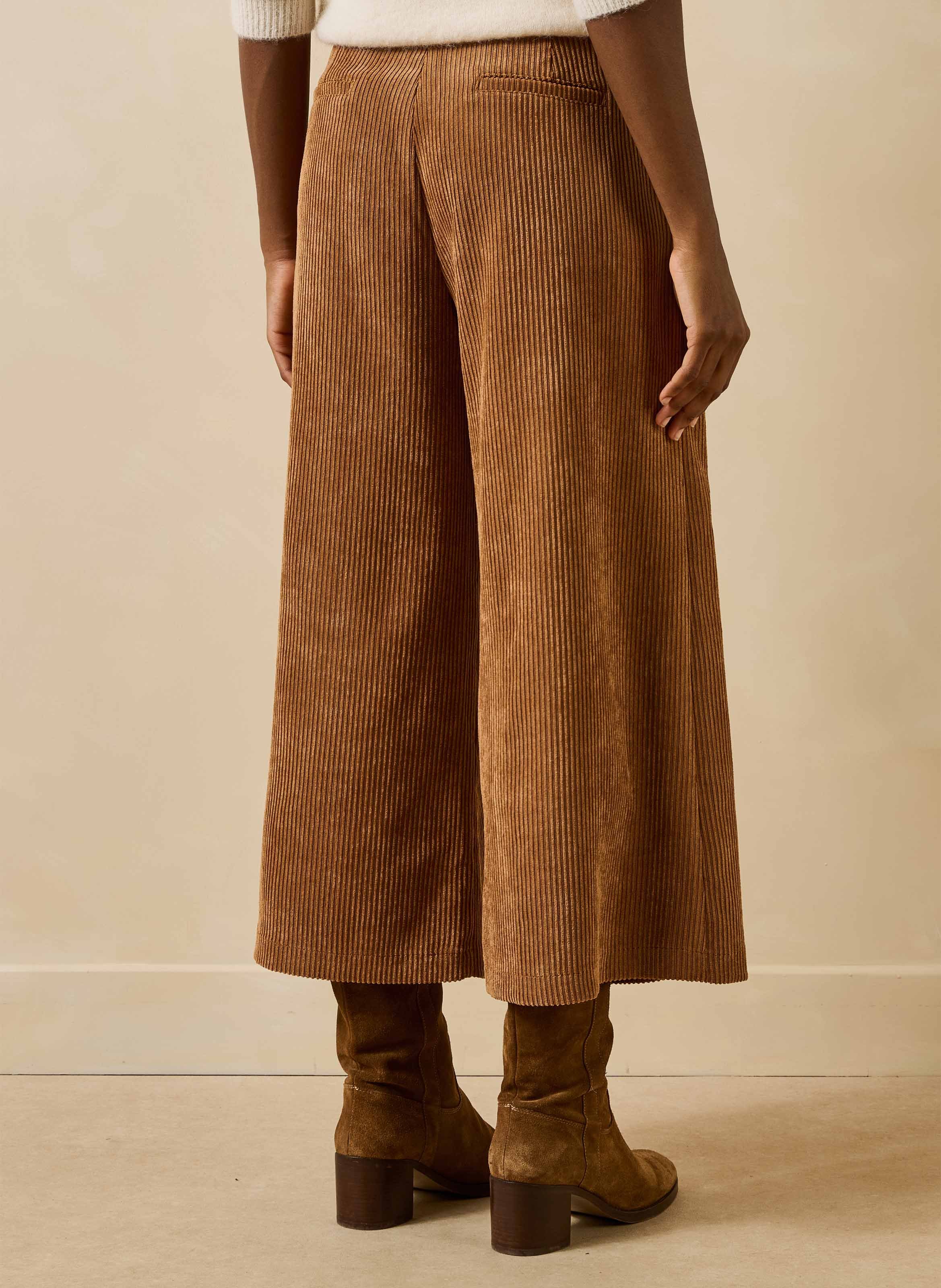Cropped broek van ribfluweel LA FEE MARABOUTEE Bruin