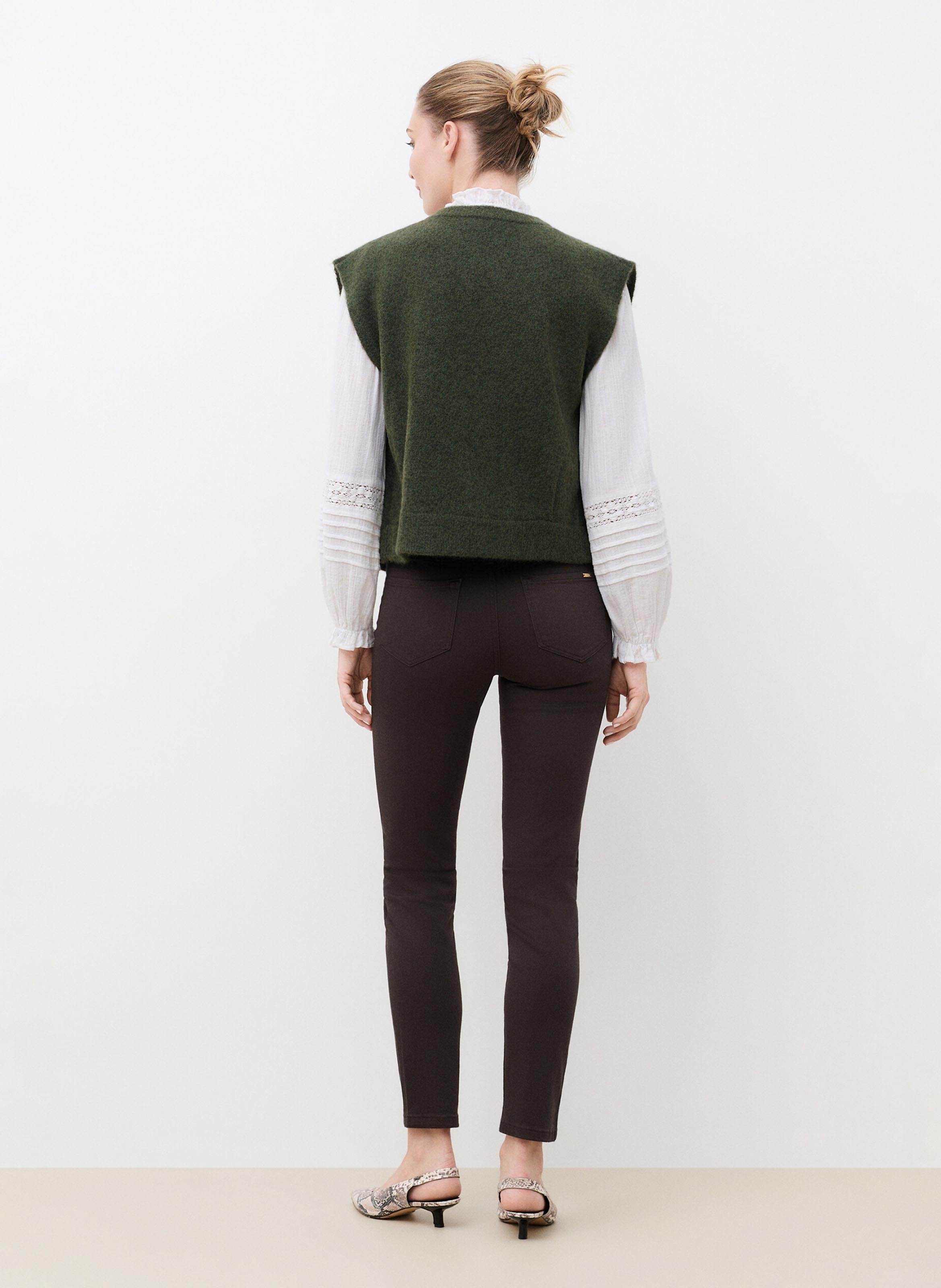 Gilet droit en laine mélangée CAROLL Kaki