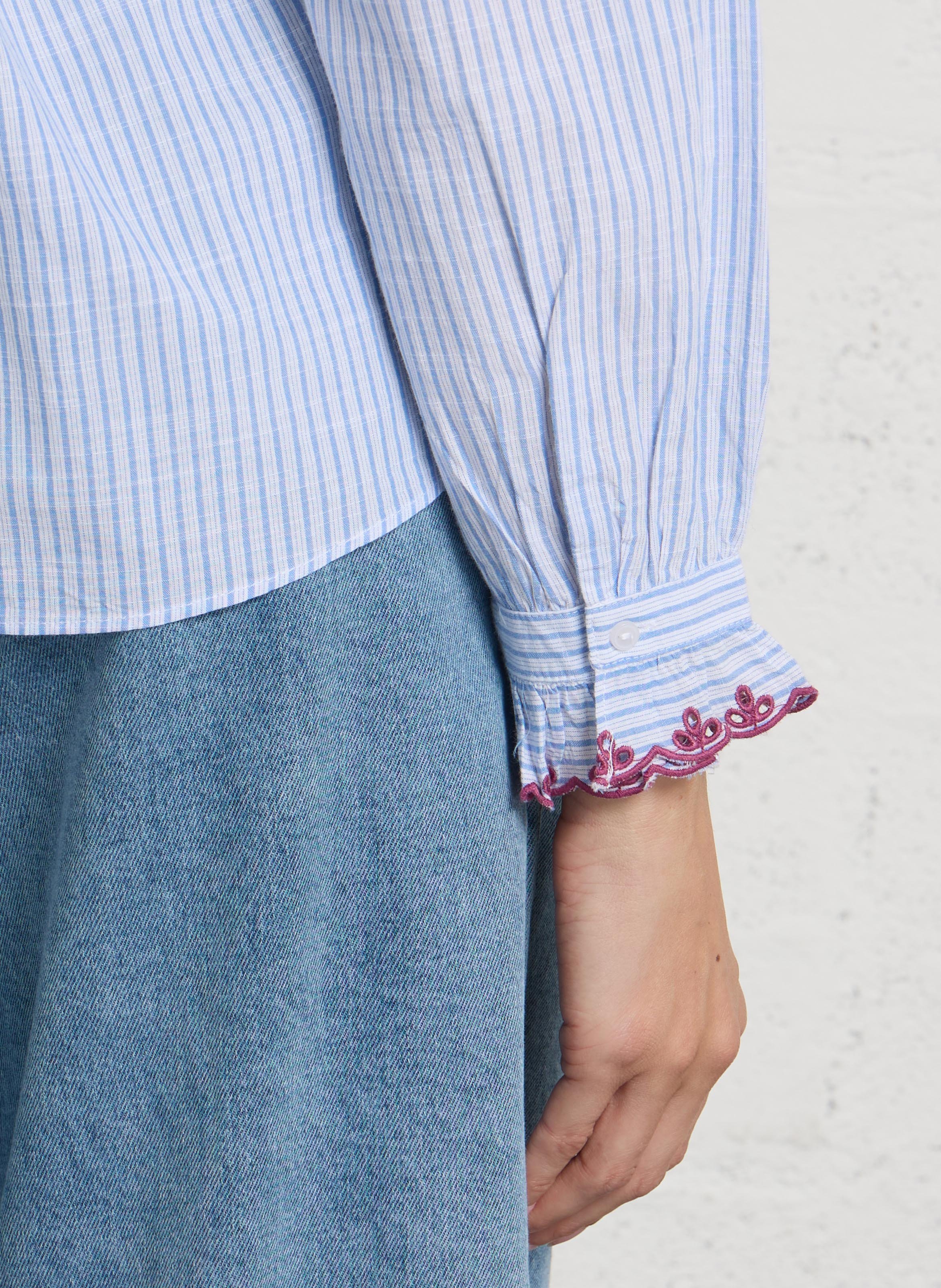 Cotton shirt with Peter Pan collar SUD EXPRESS Blue