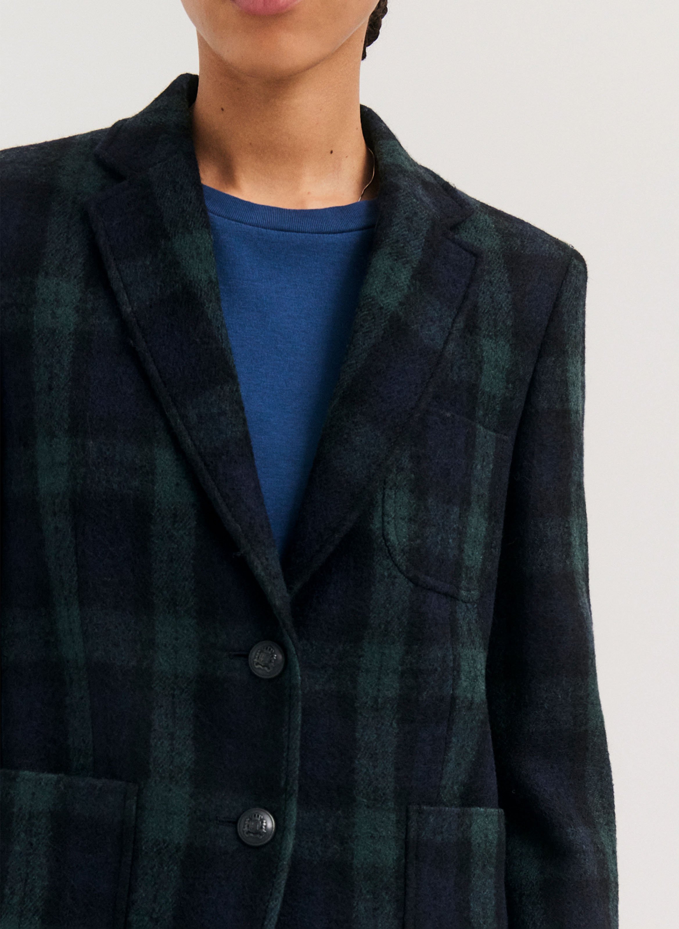 Blazer van bedrukte wollen stof PABLO Blauw