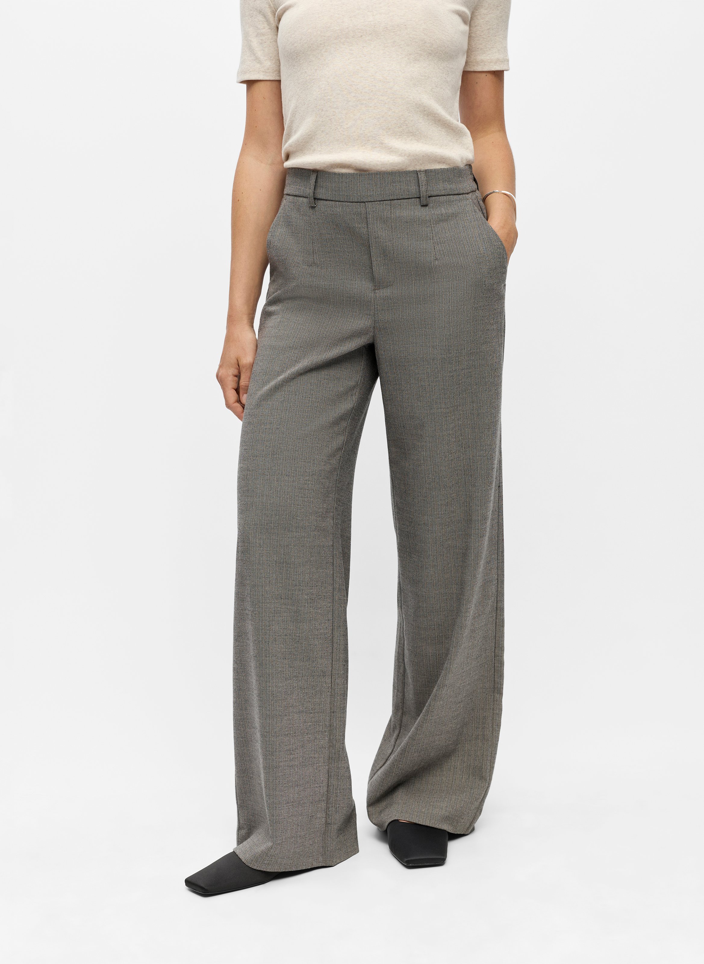 Striped flared pants OBJECT Grey