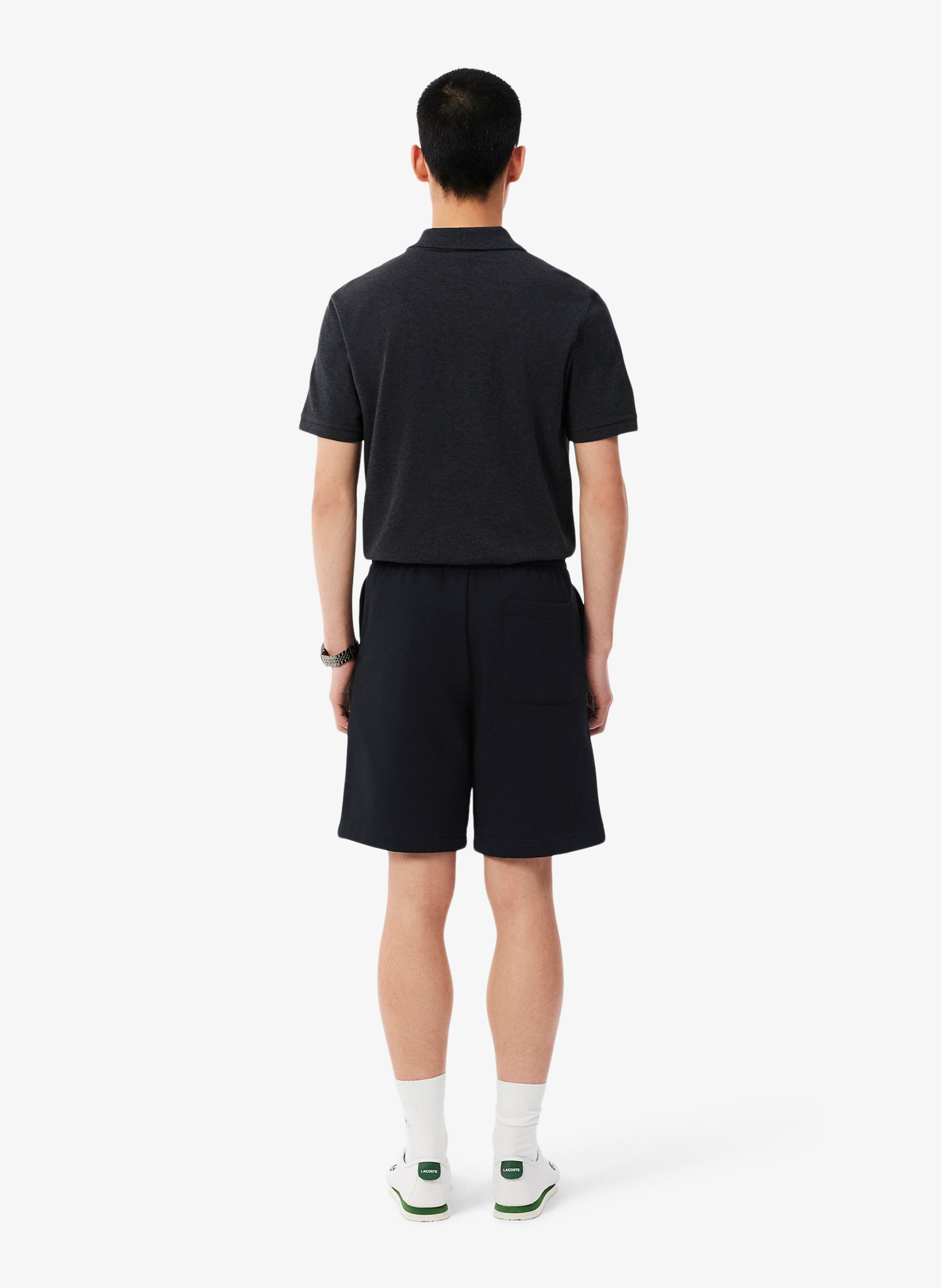 Short droit en coton mélangé LACOSTE Schwarz