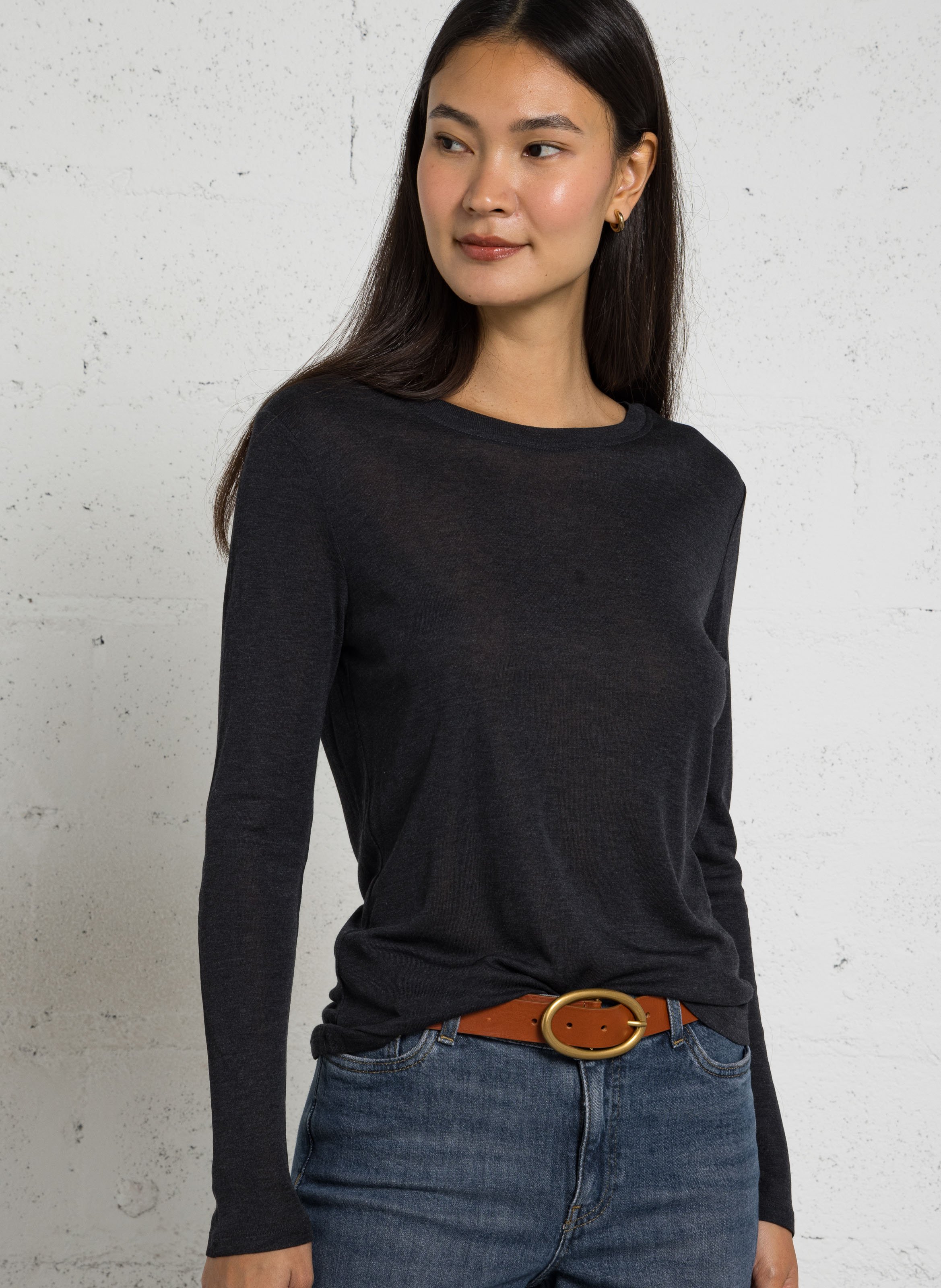 T-shirt cintré manches longues  MAISON 123 Gris