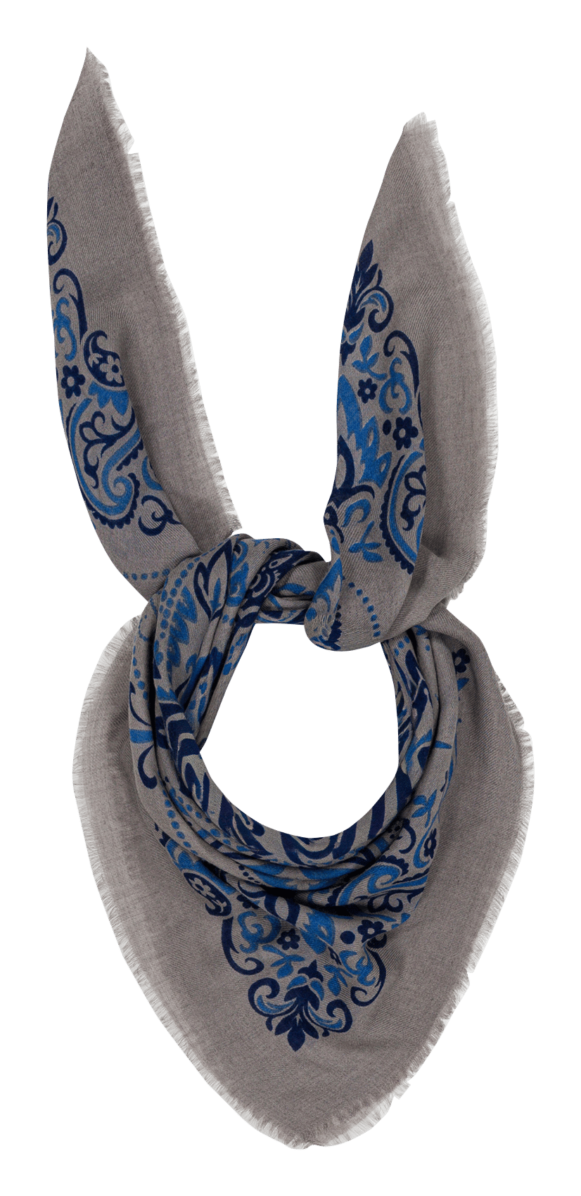 Haddock wool and silk printed scarf MAISON LECOMTE FLAMENT Blue