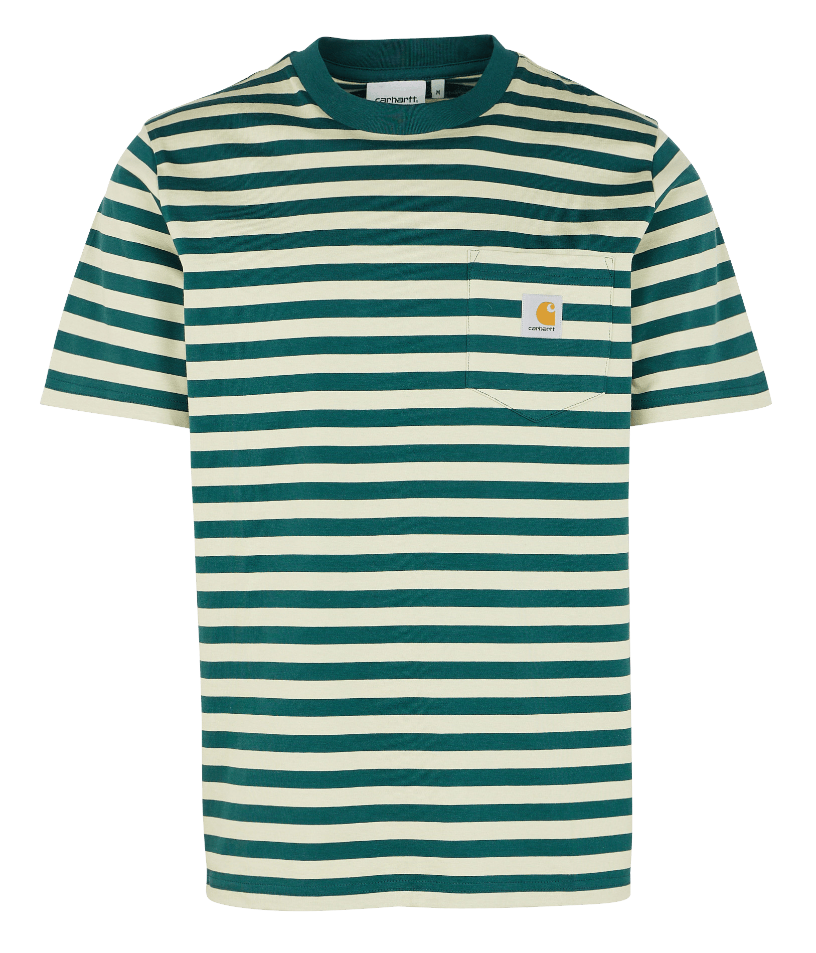 Camiseta regular fit de algodón a rayas con cuello redondo VerdeCARHARTT WIP