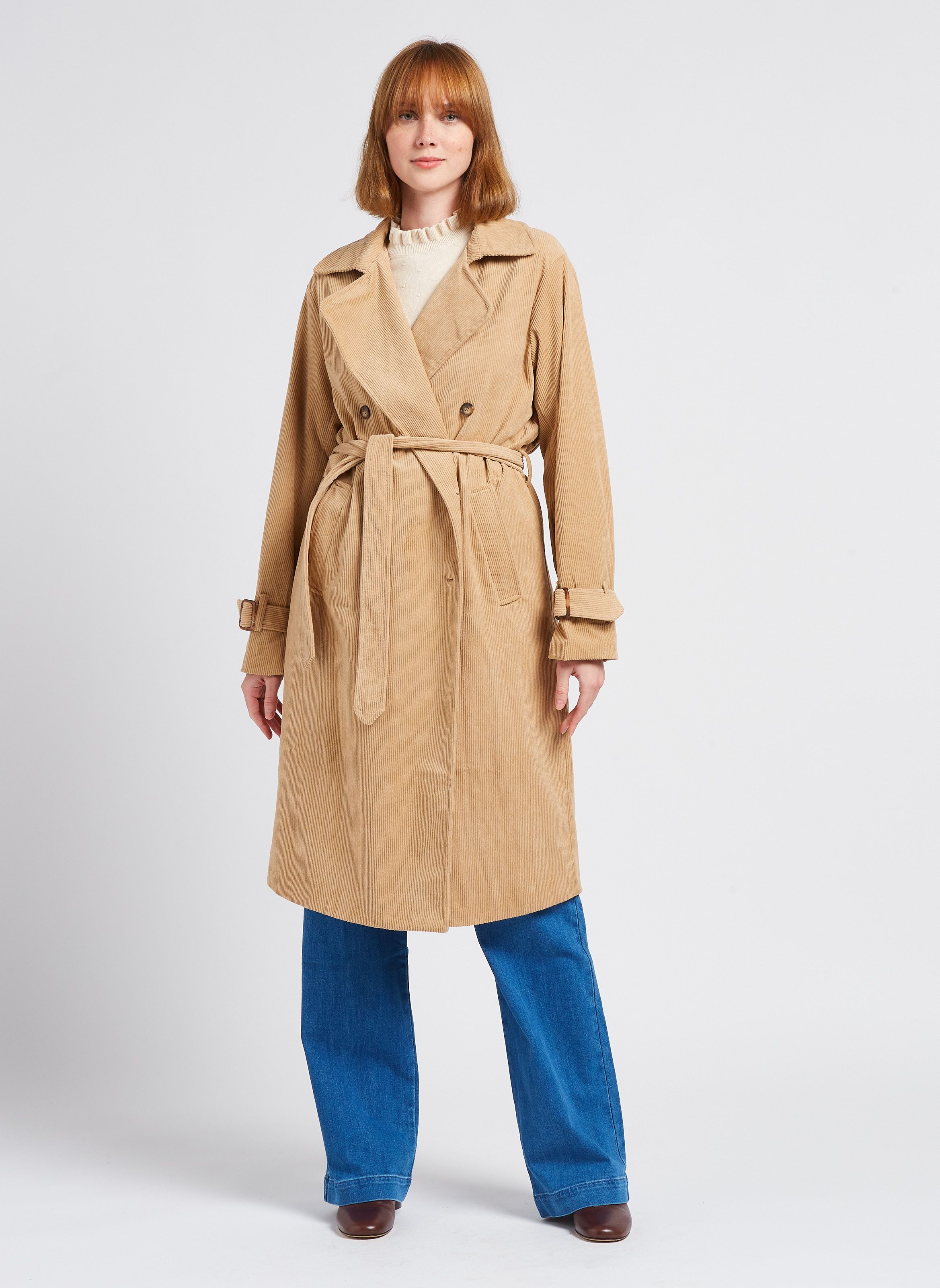 Manteau long best sale velours côtelé femme