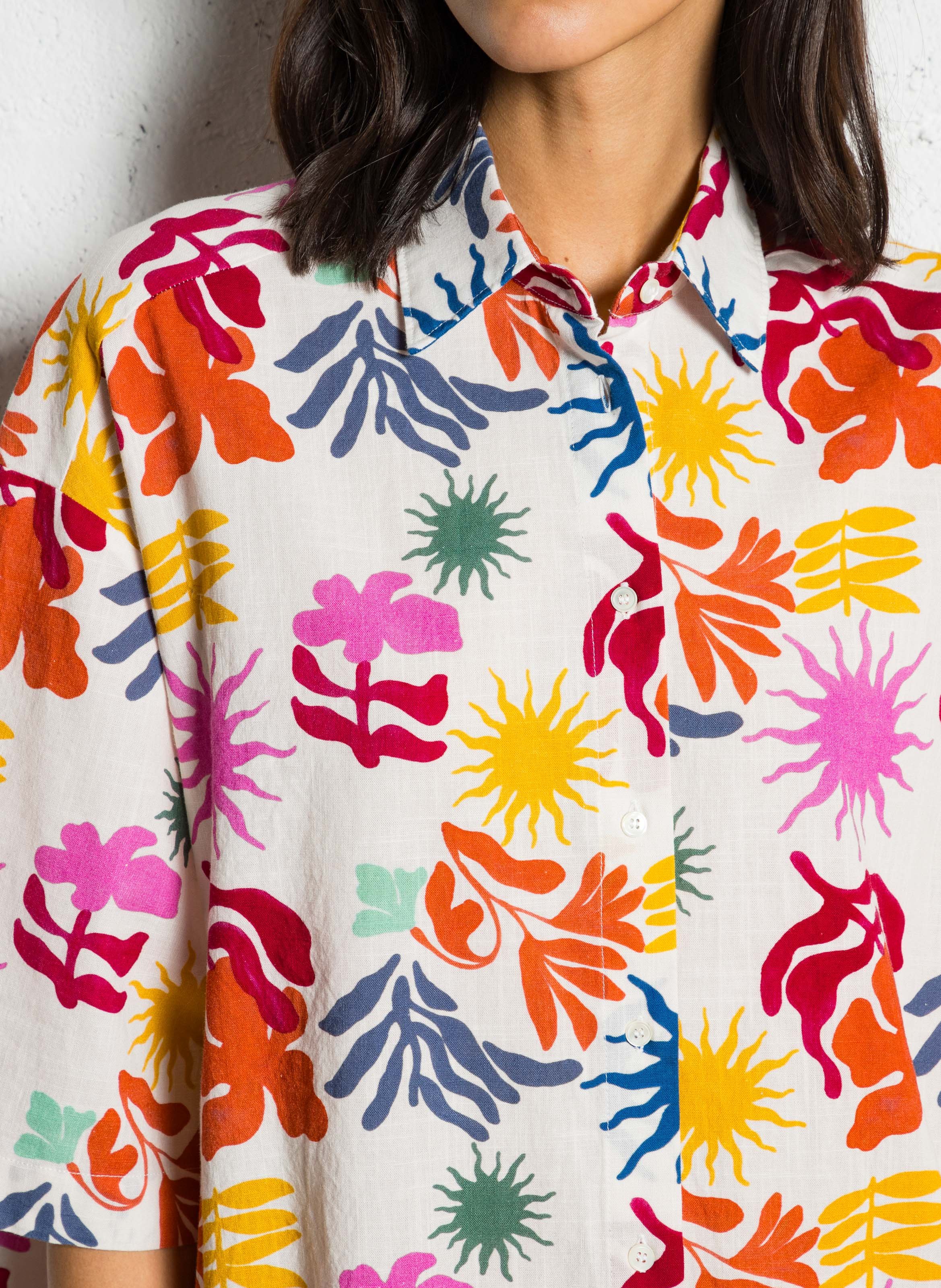 Robe courte droite boutonnée HARTFORD Multicolore