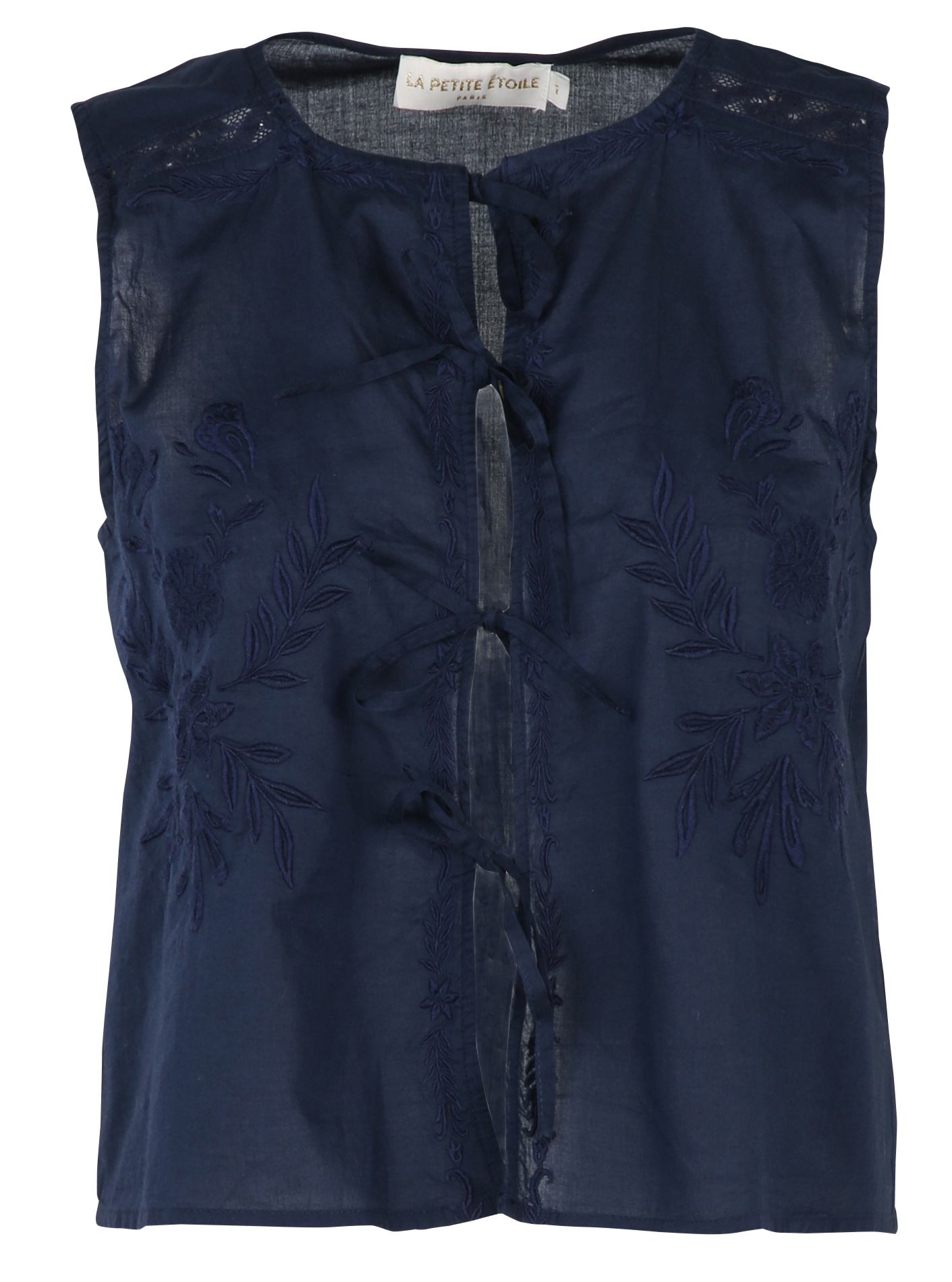 Embroidered cotton crop top LA PETITE ETOILE Blue