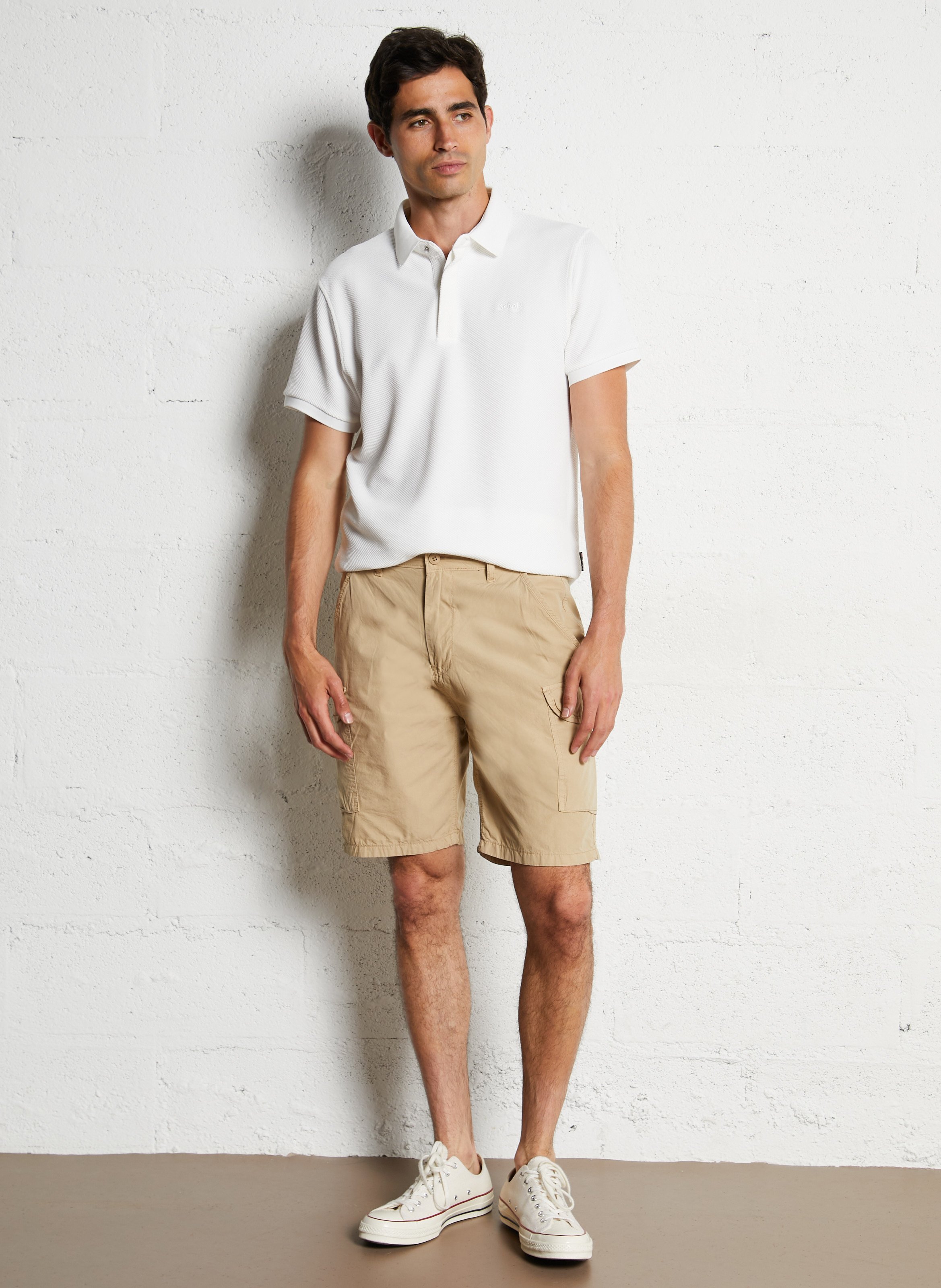 Short droit en coton SCHOTT Beige