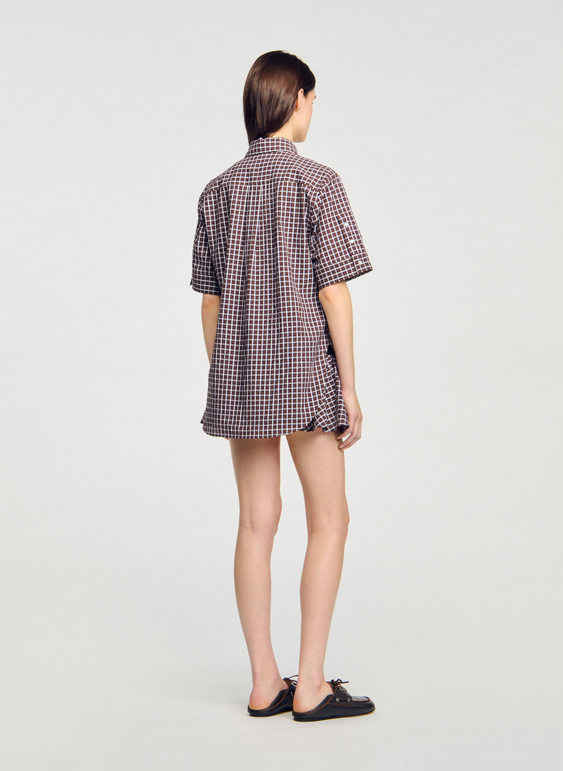 Checked shirt with classic collar SANDRO Brown