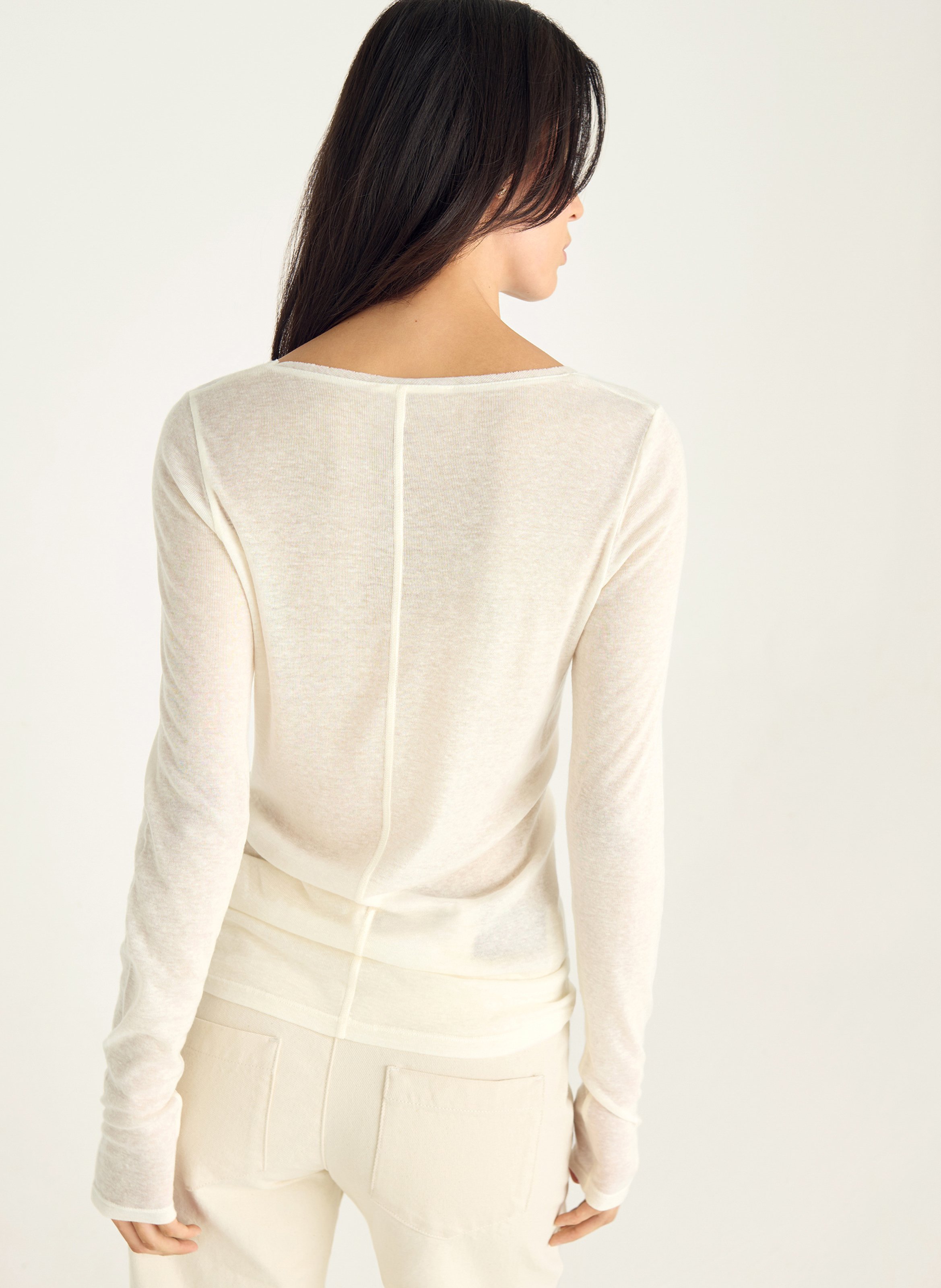 Plain long-sleeved T-shirt ACOTE White
