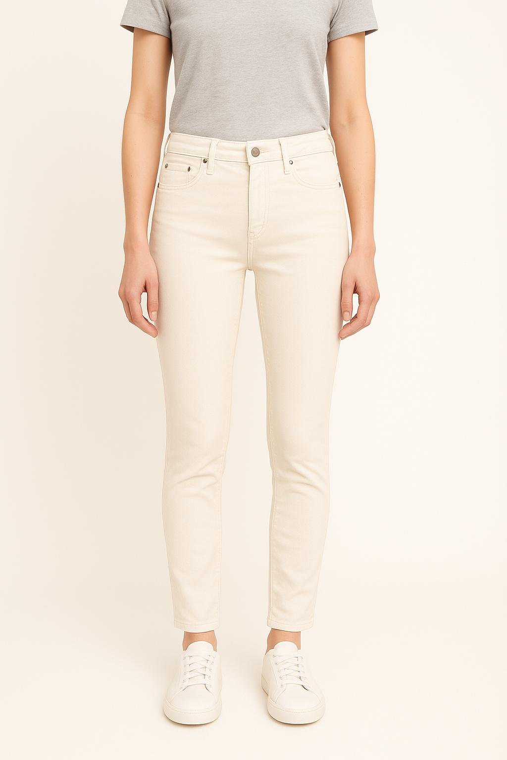 Cropped slim jeans with studs ACNE STUDIOS - Seconde Main White