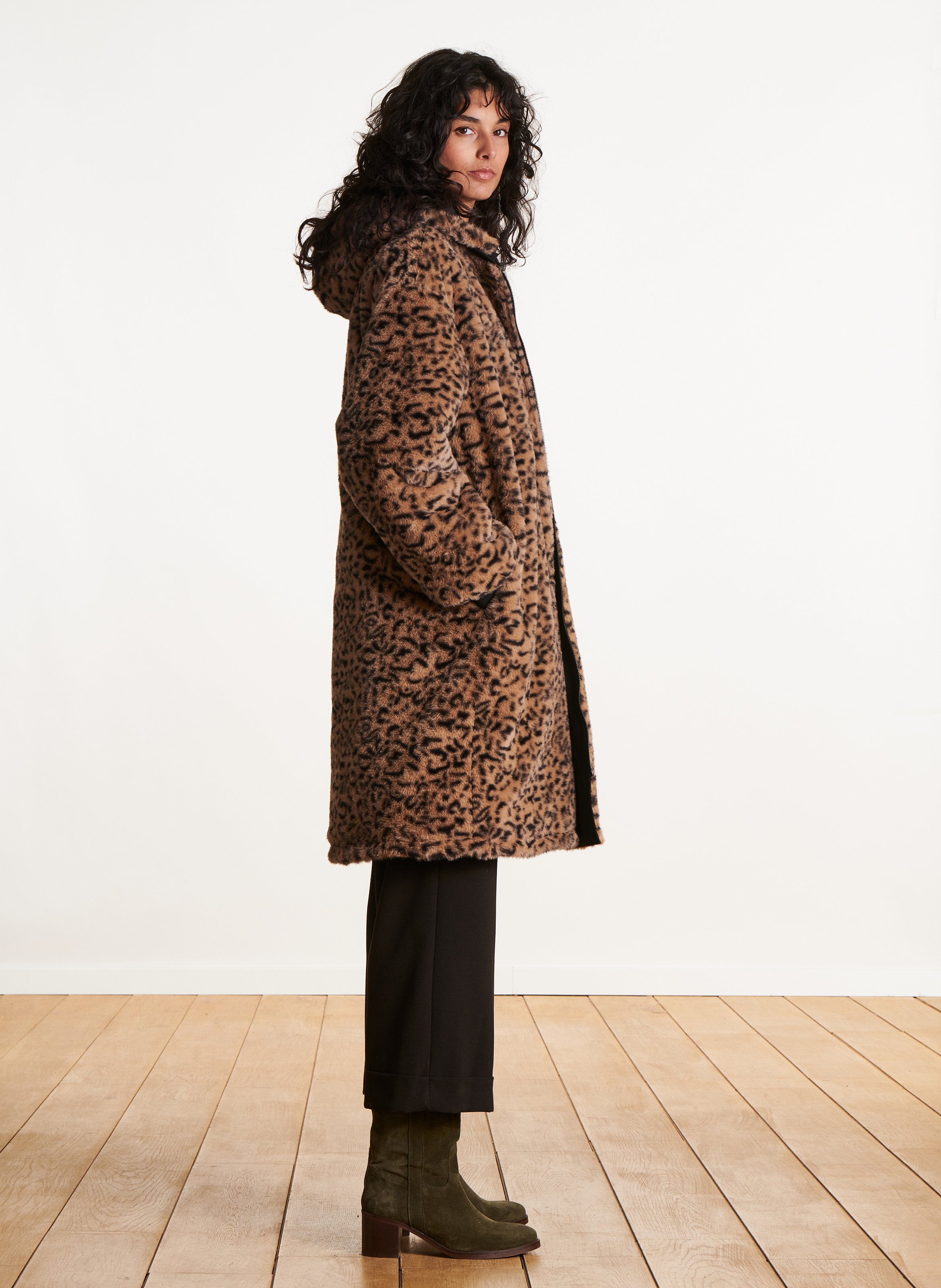 Long reversible hooded coat LA FEE MARABOUTEE Black