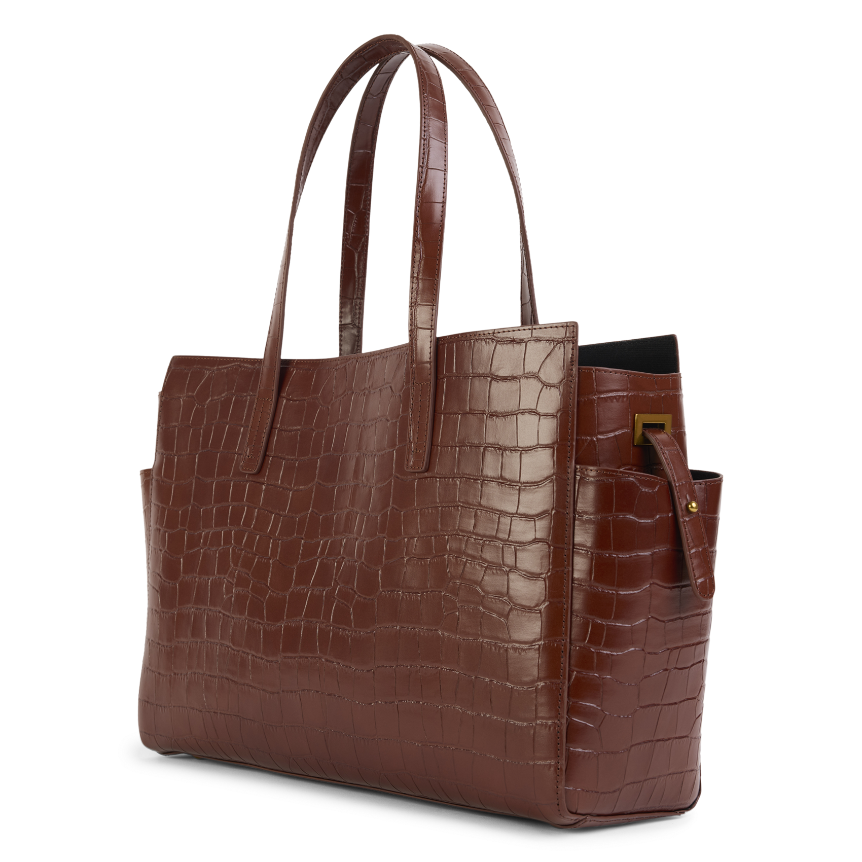 Leder-Shopper mit Reptilmuster NAT & NIN Violett