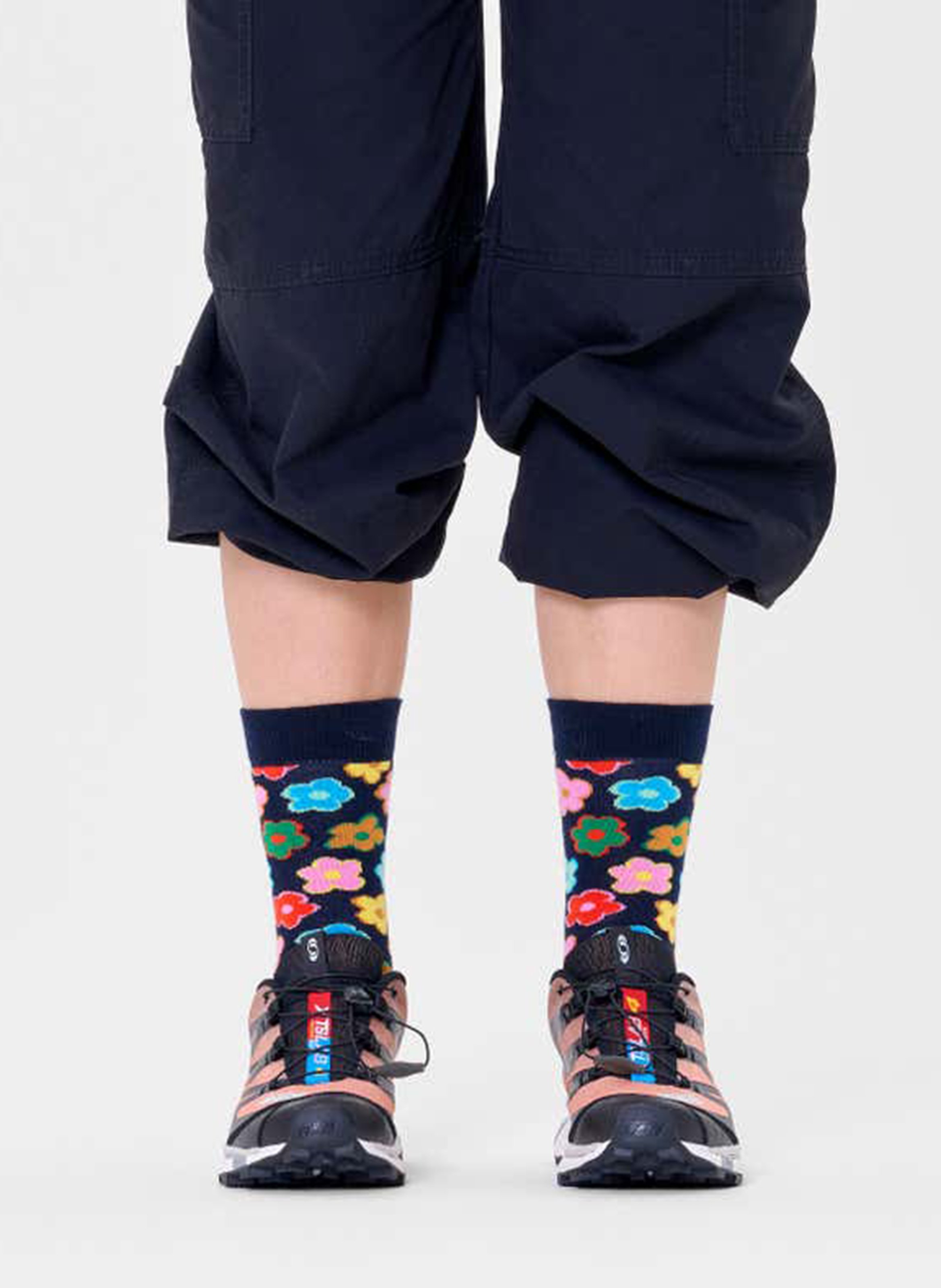 Geblümte Socken aus Baumwoll-Mix HAPPY SOCKS Blau