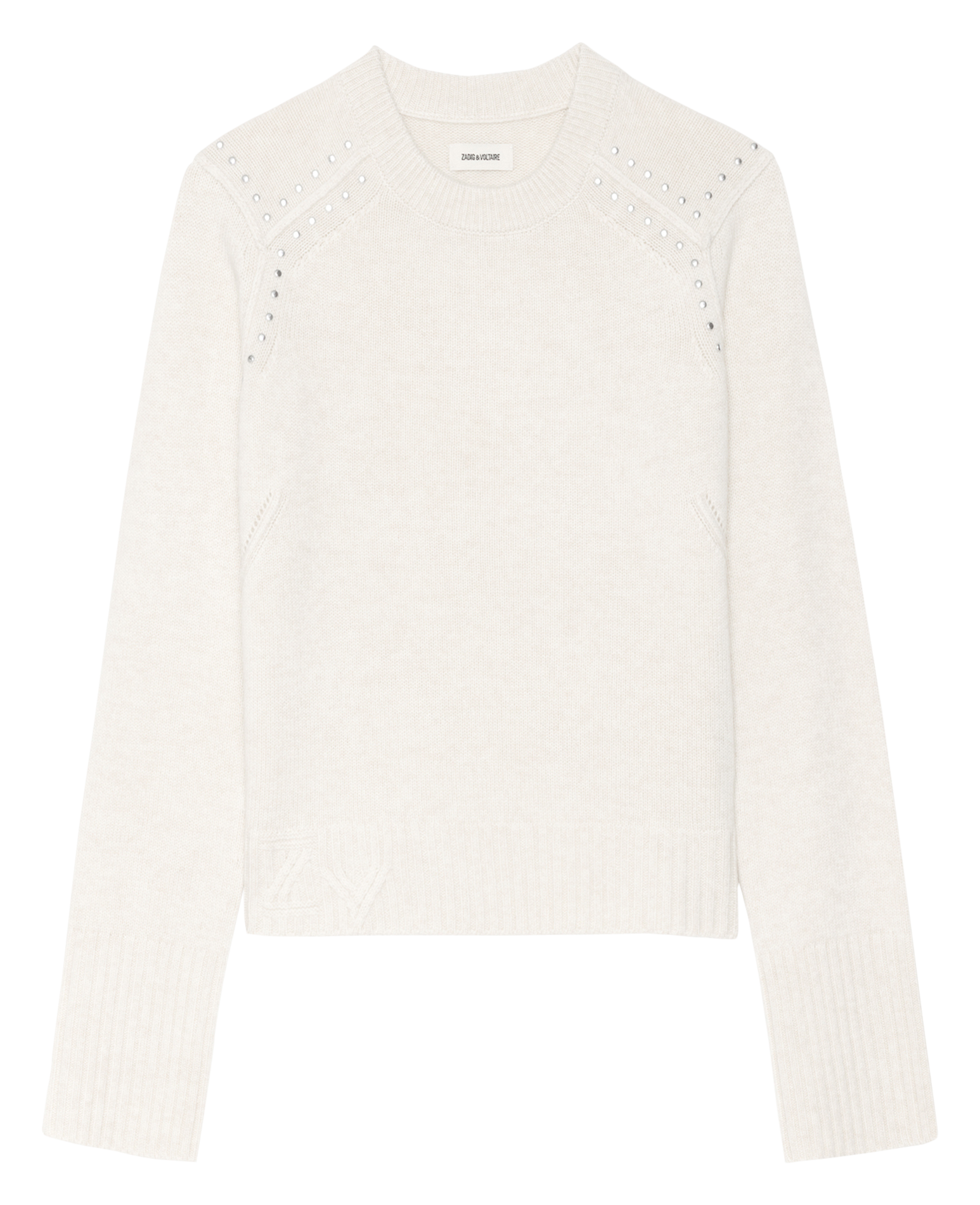 Maglione diritto con collo tondo in lana e cachemire ZADIG&VOLTAIRE Bianco