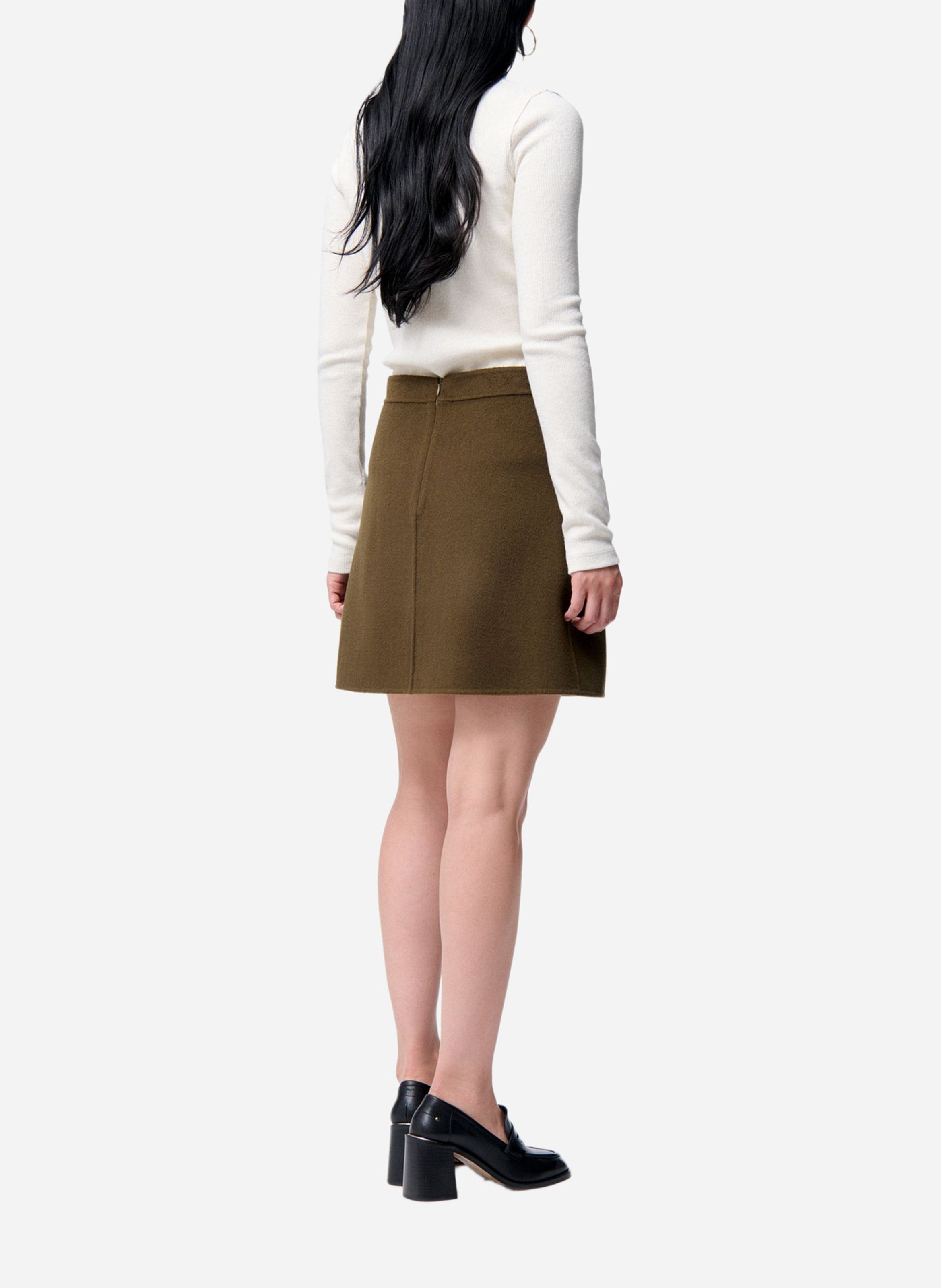 Jupe courte en laine mélangée Vert