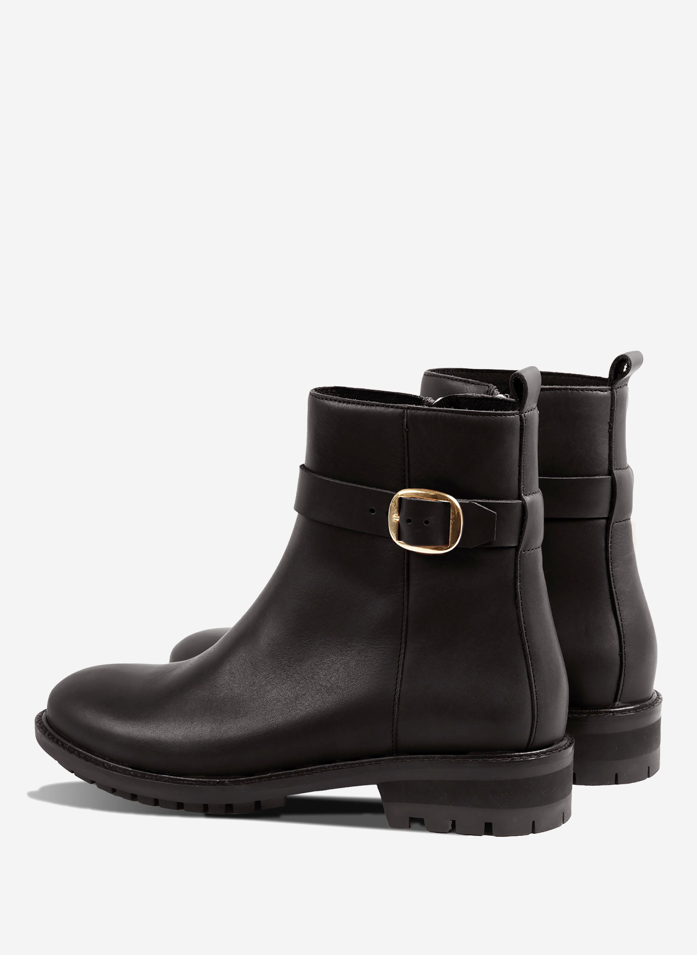Elia leather buckle ankle boots JULES & JENN Black