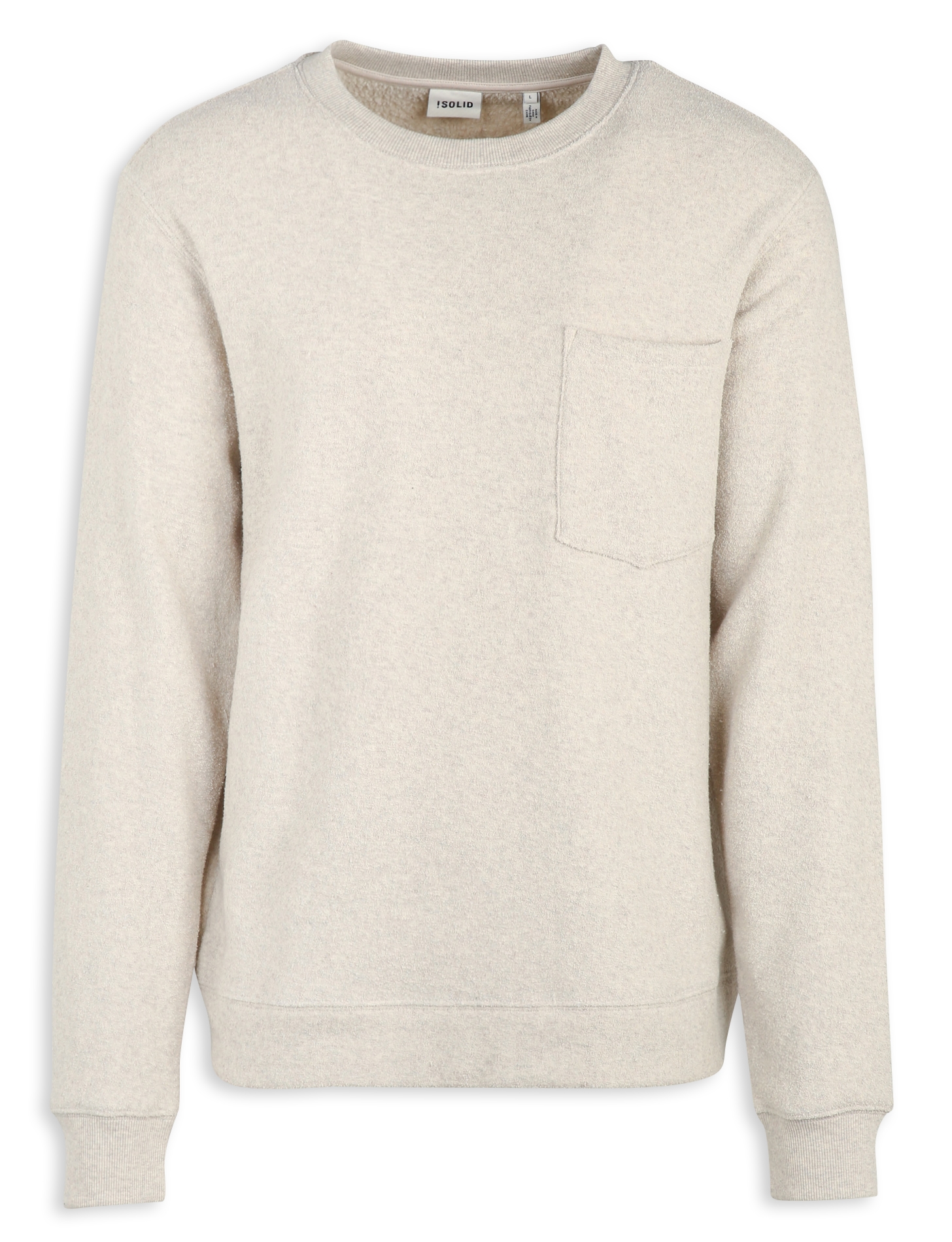 Sweat droit col rond en coton SOLID Beige