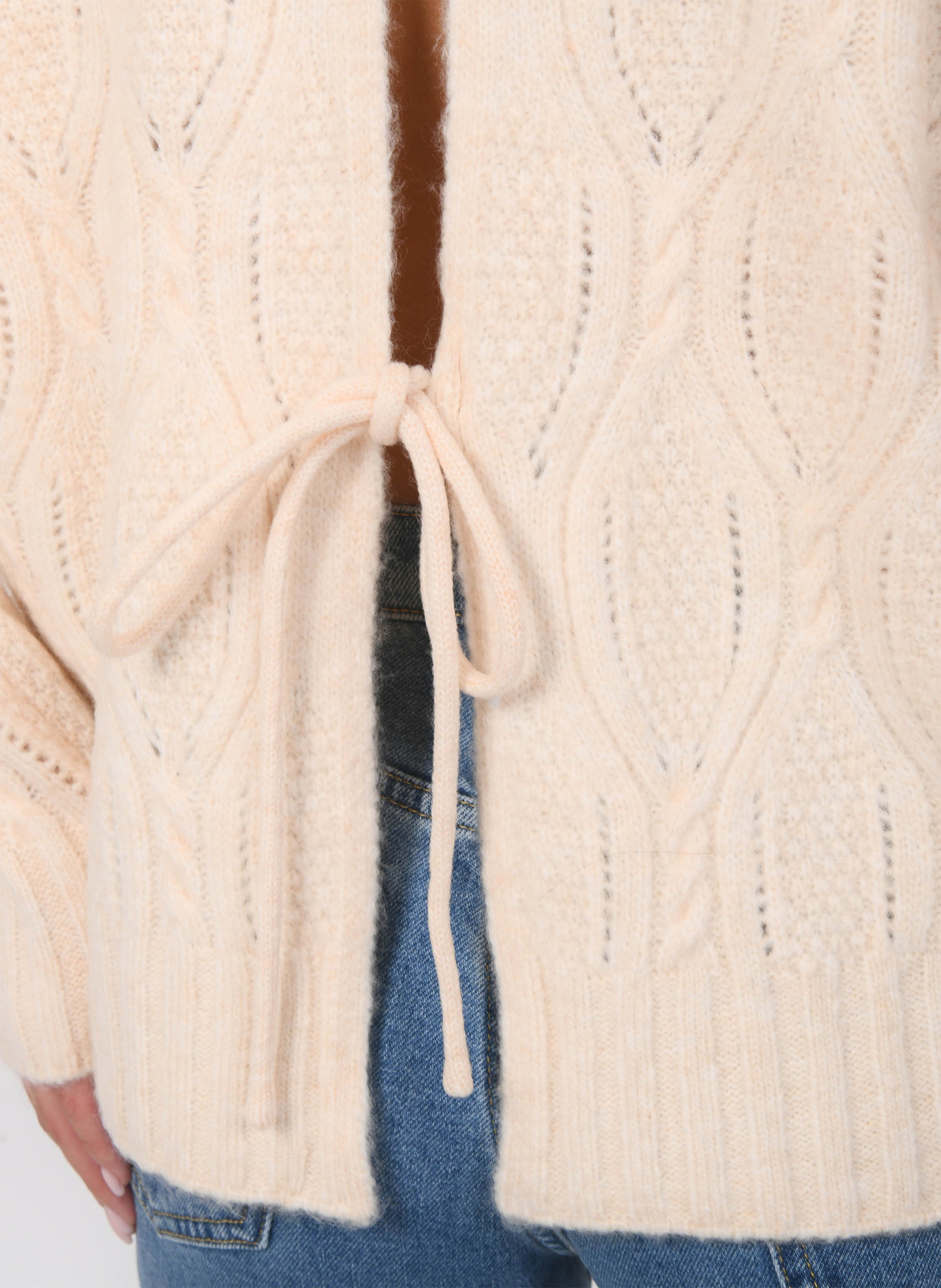 Pull droit col montant en maille torsadée KOOKAI Beige