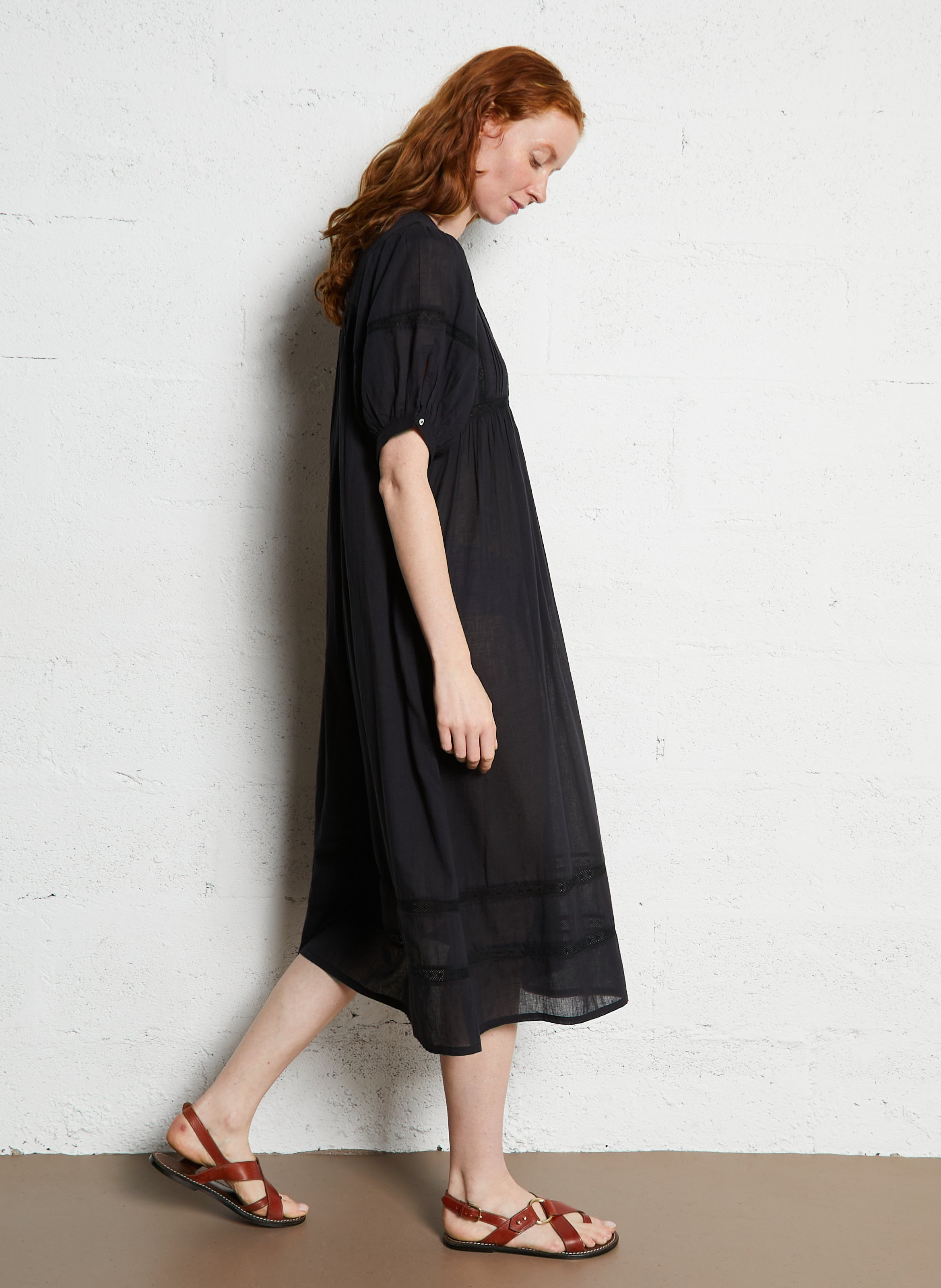 Long organic cotton dress EMILE ET IDA Black
