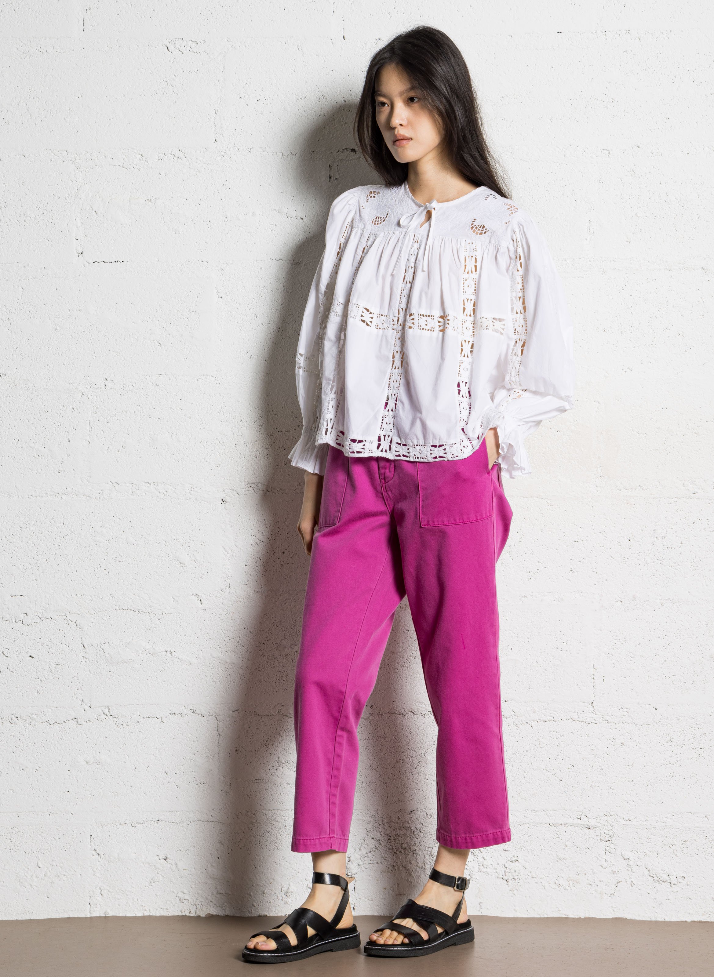 Jean droit en coton JC SOPHIE Rose