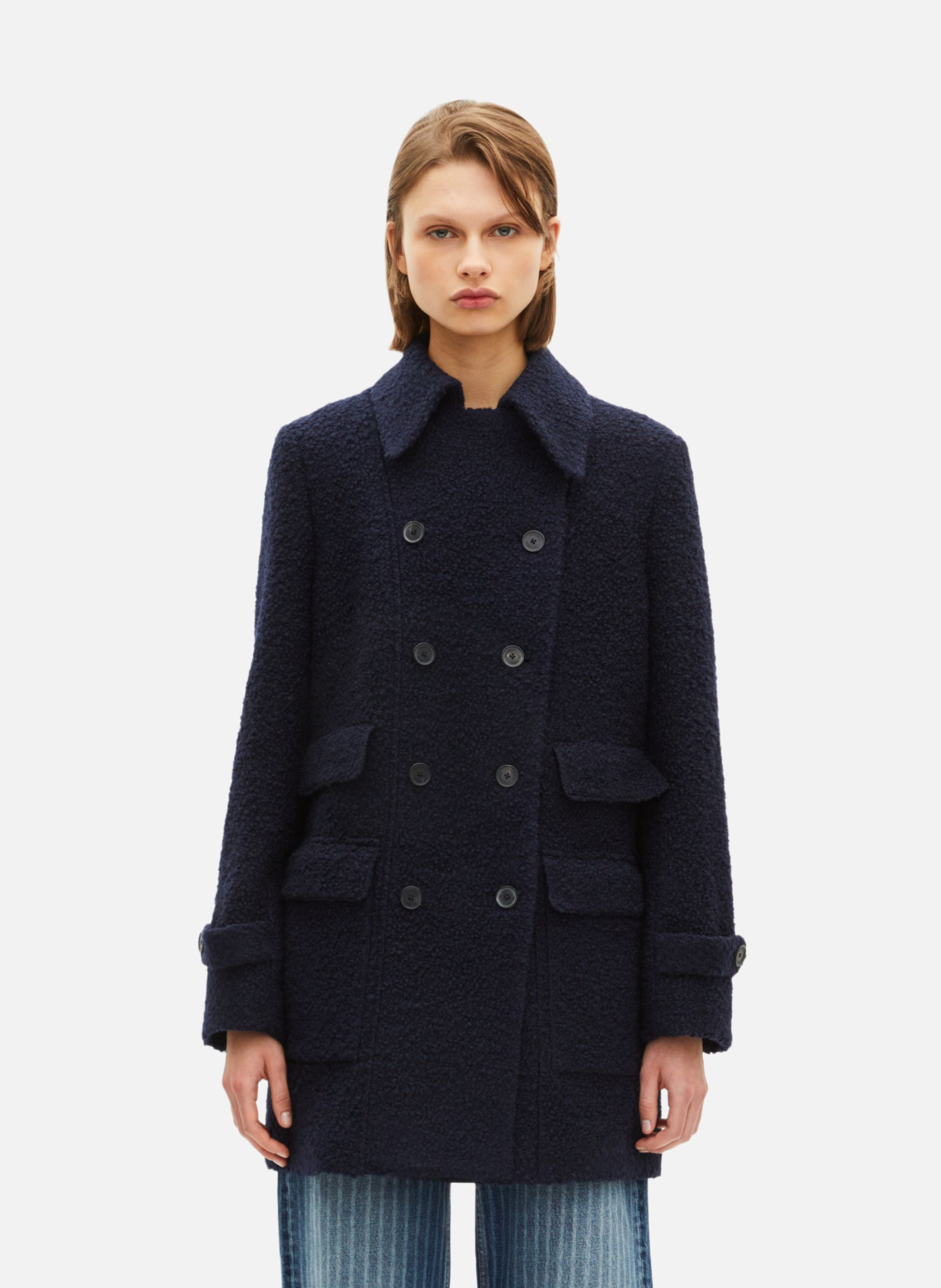 Bouclé wool coat THE KOOPLES Blue