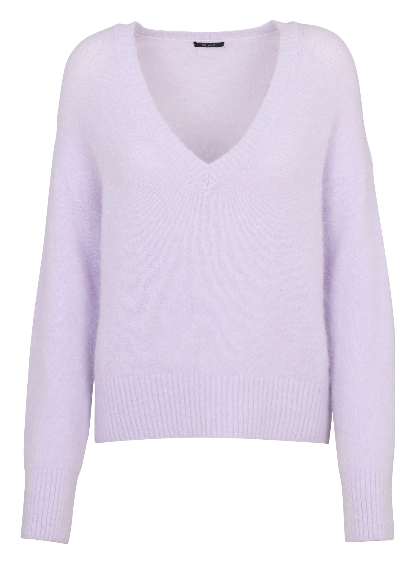 Pull droit col V en alpaga mélangé IKKS Violet