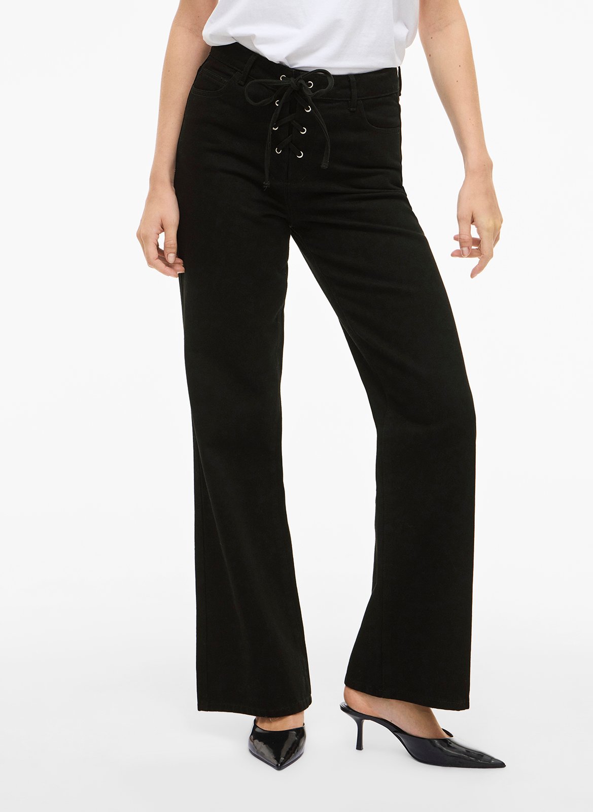 Flared jeans with plain lace-up closure VILA Black