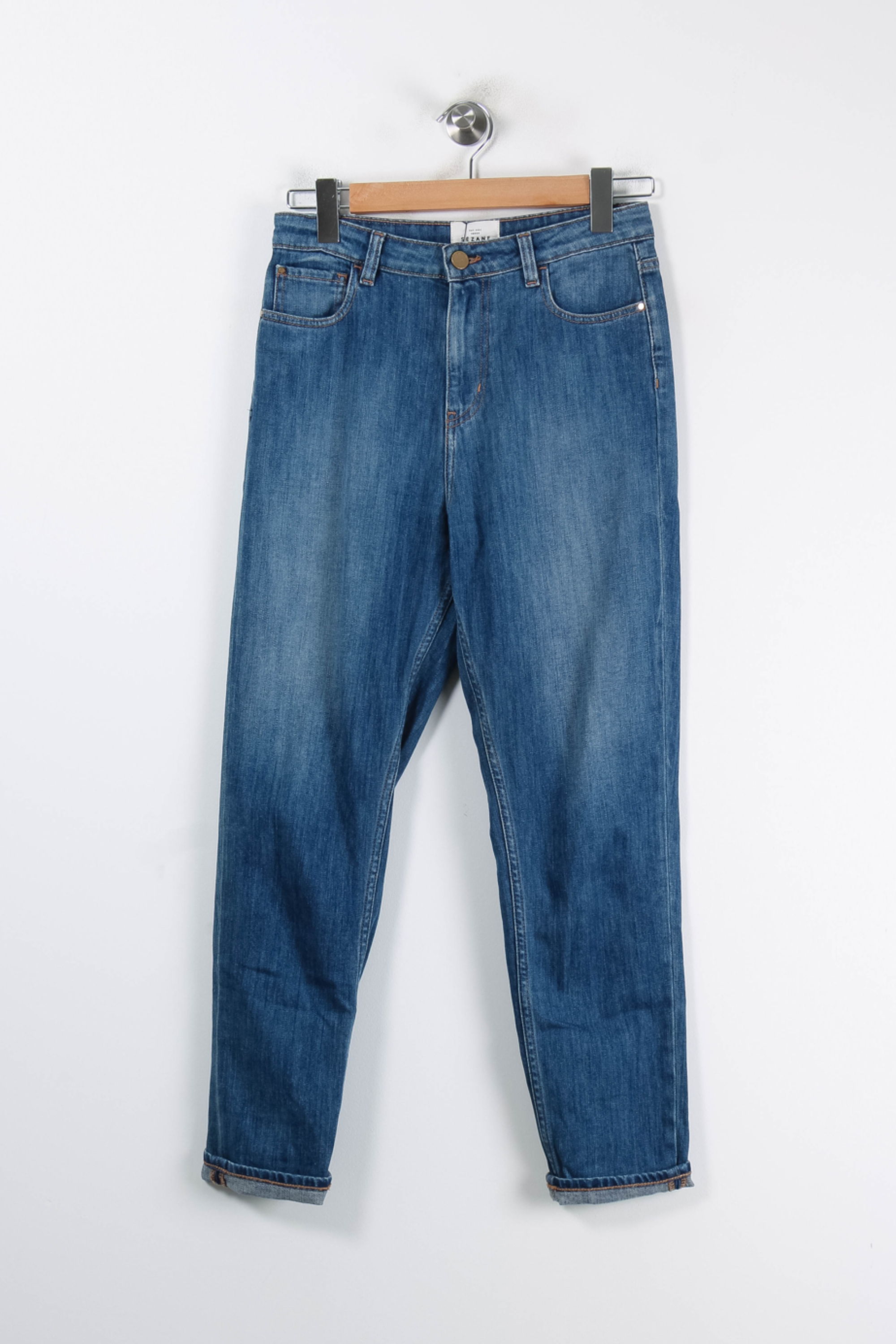 Cropped slim jeans with studs SEZANE - Seconde main Blue