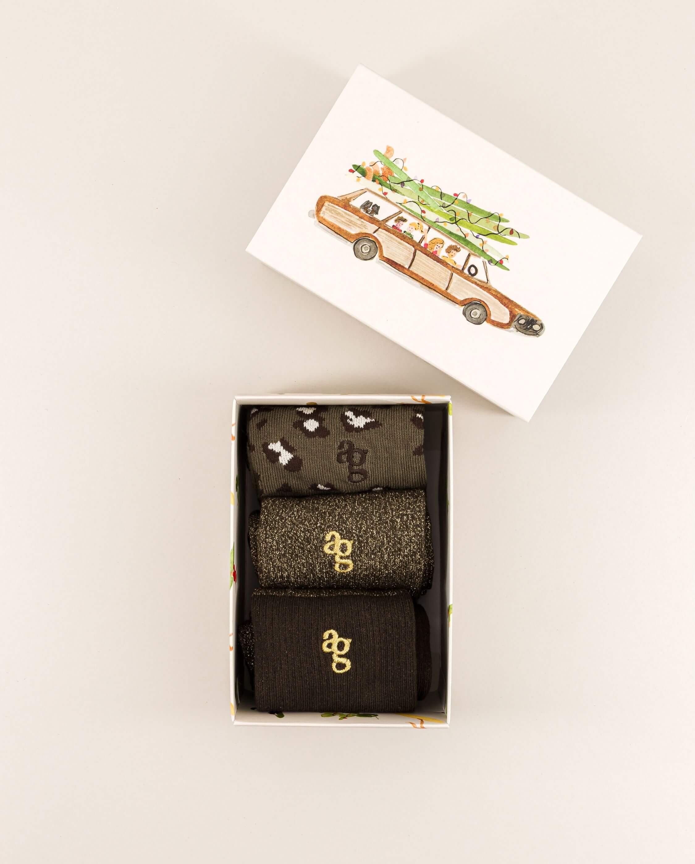 Pack of 3 pairs of women's socks, khaki ANGARDE Khaki