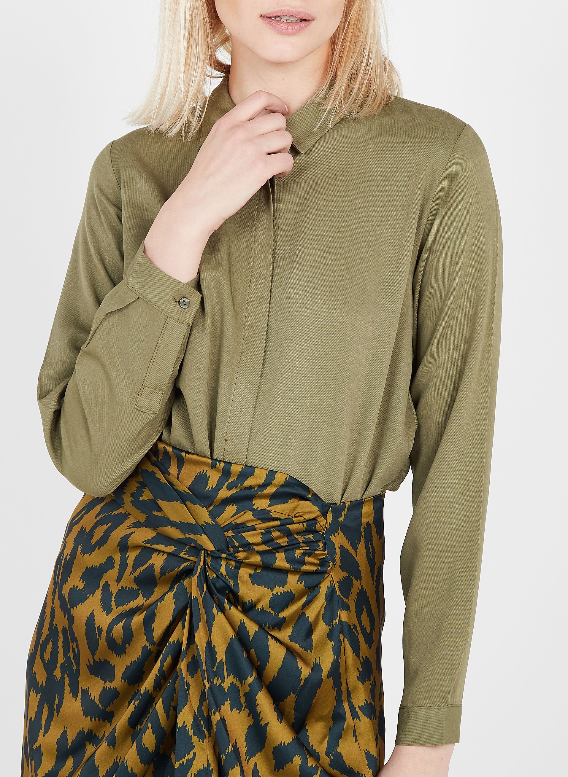 Blouse met klassieke kraag IMPERIAL Kaki