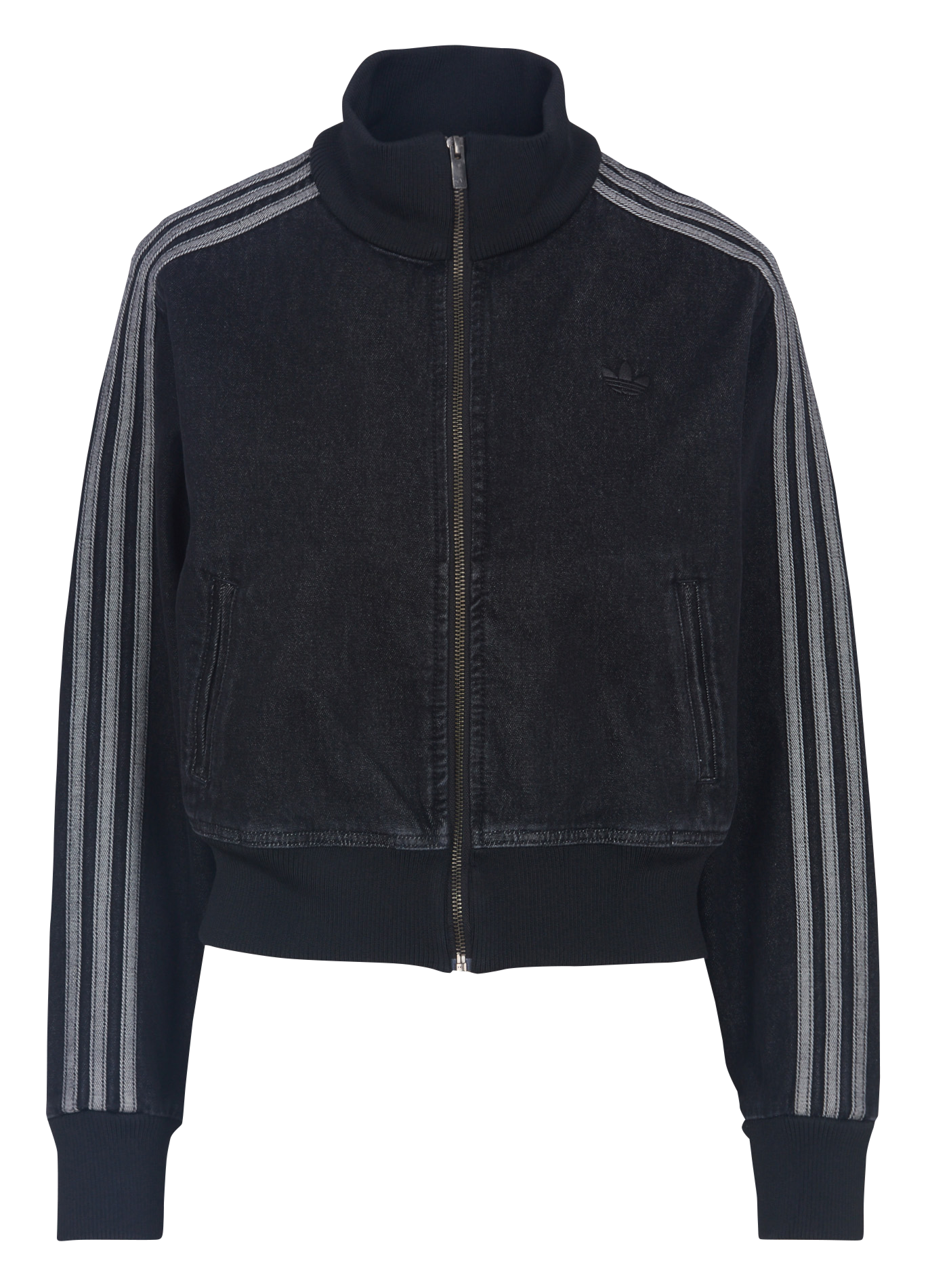 Gerade geschnittene Baumwolljacke mit Stehkragen ADIDAS Schwarz