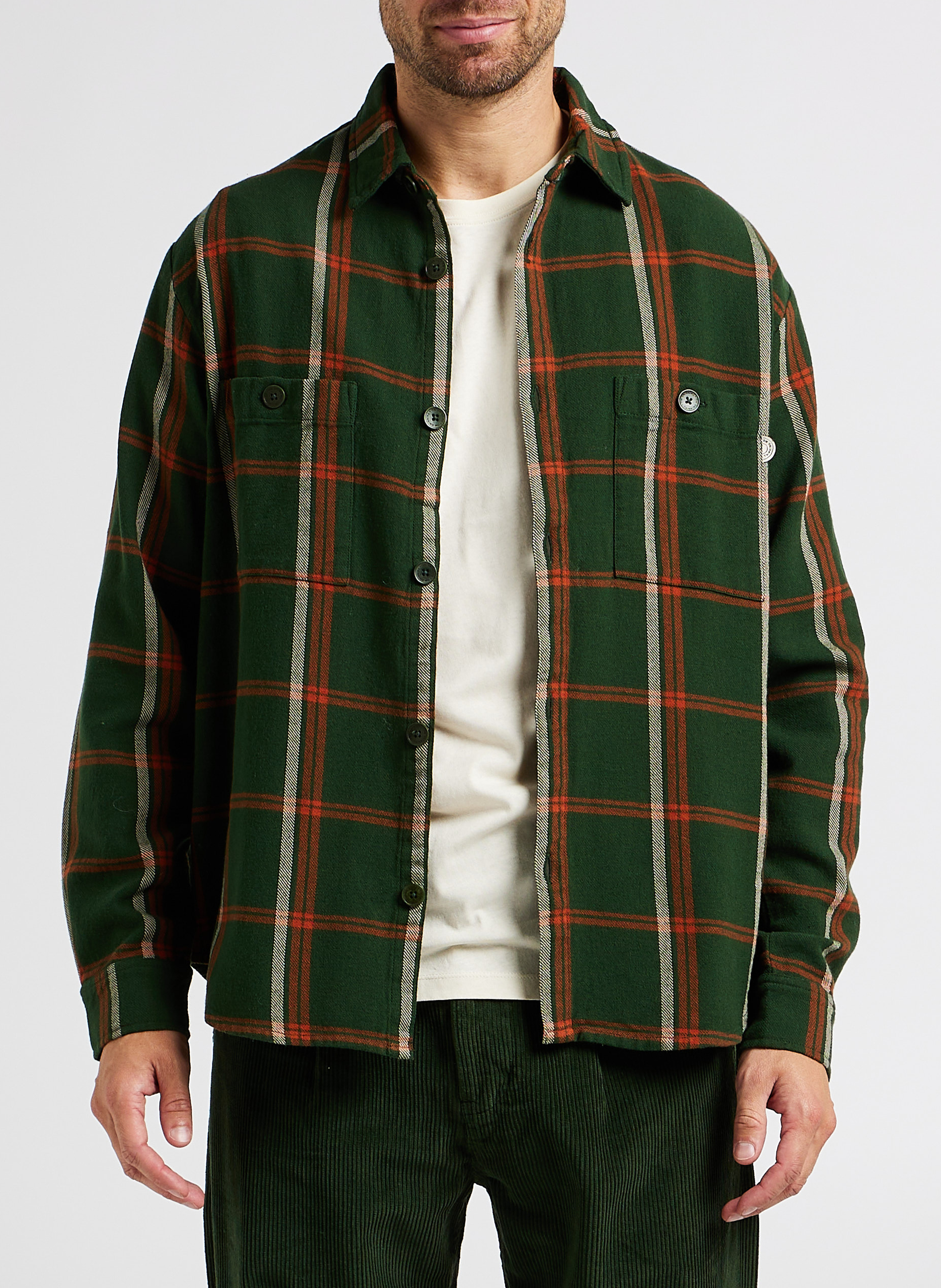 Overhemd van biokatoen met klassieke kraag THINKING MU Groen