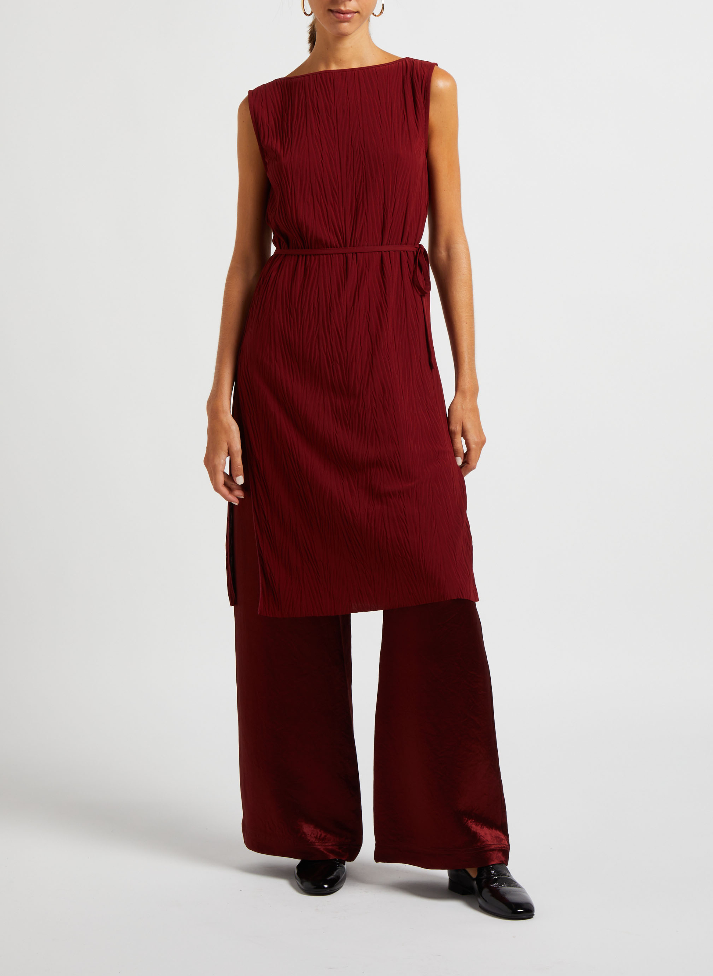 Long pleated round-neck tunic MAX MARA LEISURE Red