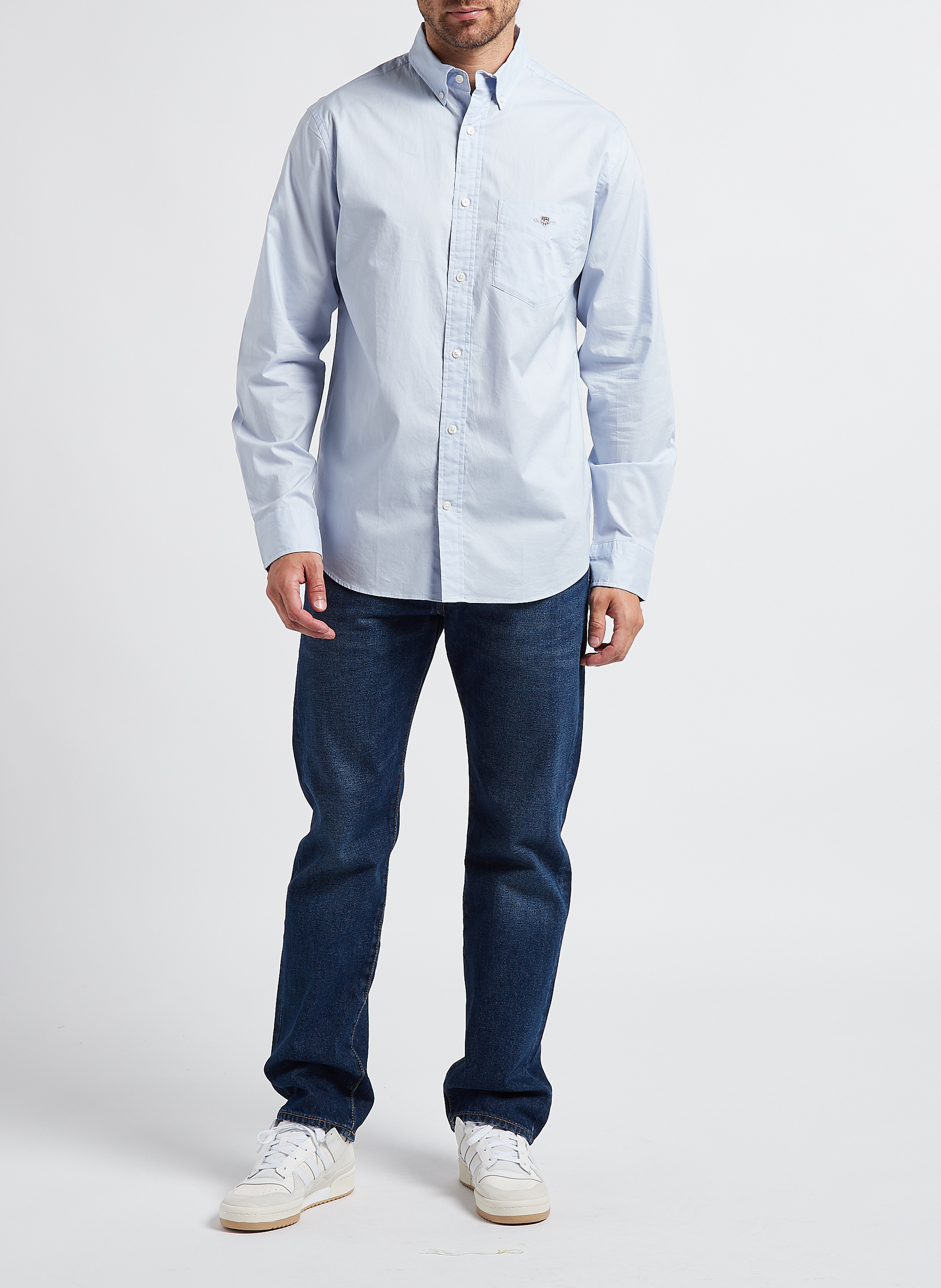 Straight-cut recycled cotton shirt with classic collar GANT Blue