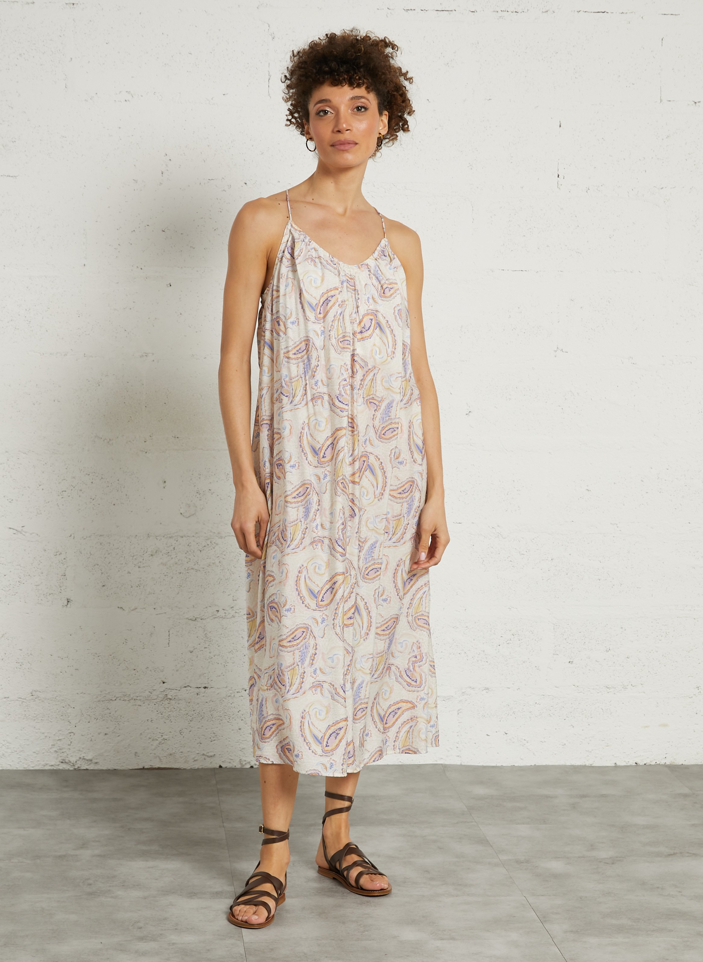 Robe ample sans manches imprimée SEE U SOON Orange