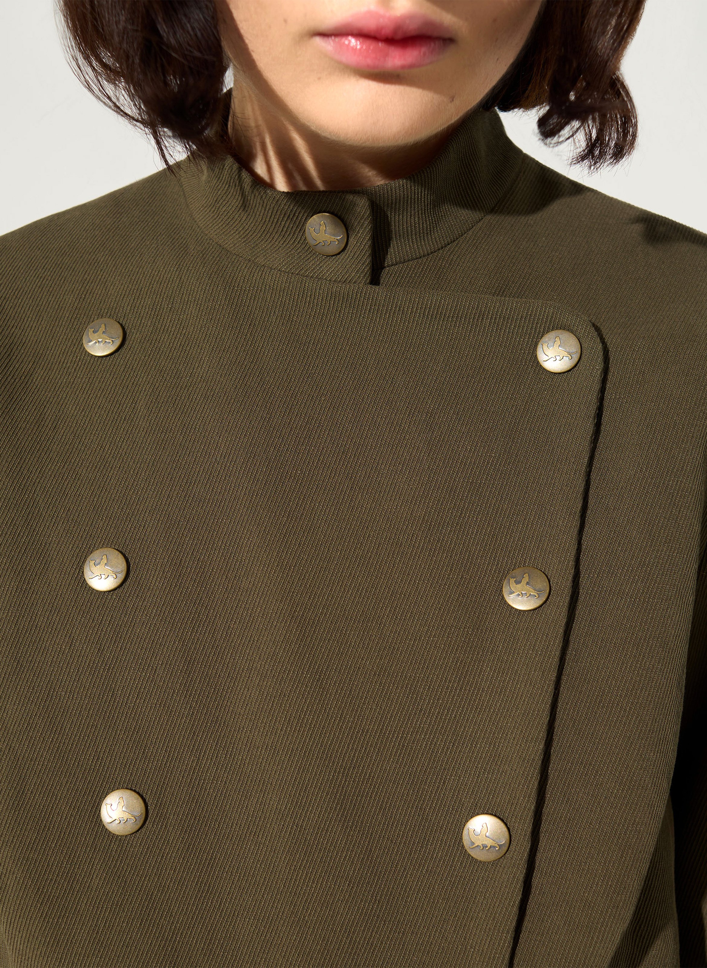 Buttoned jacket with round collar COTELAC Green