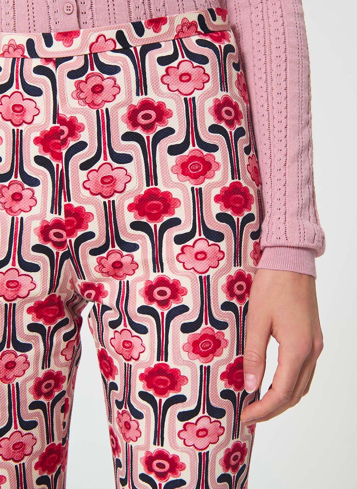 Pantalon évasé reccourci imprimé TARA JARMON Rose