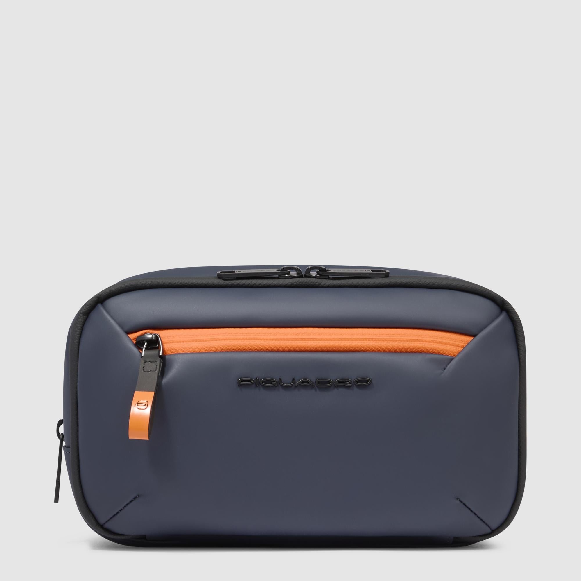 Water-repellent canvas toiletry bag with two compartments Blue