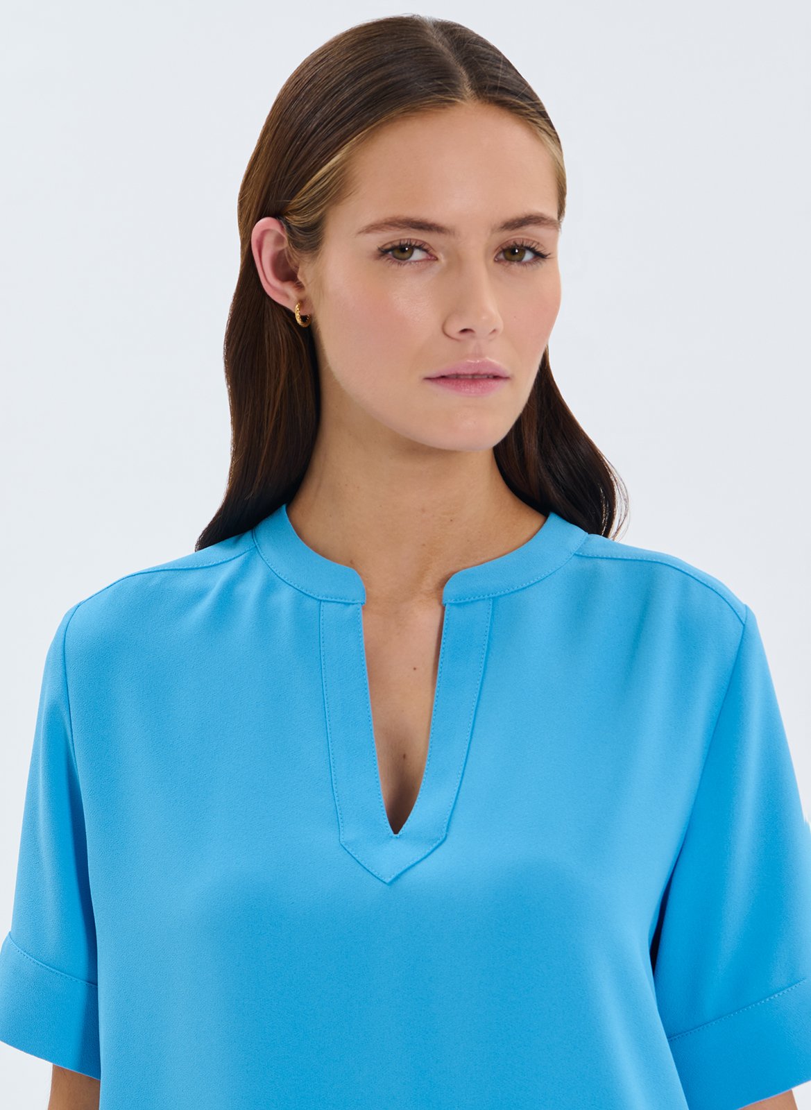 Henley collar top ZAPA Blue